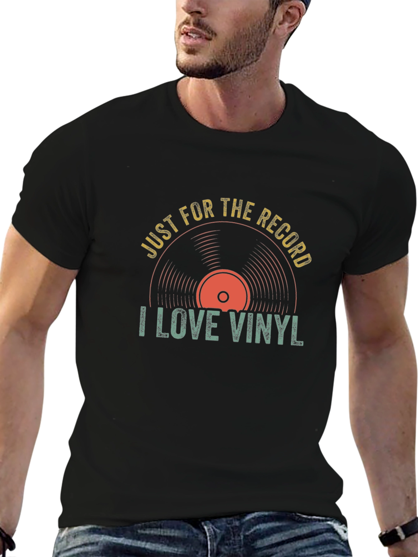 Black Just For The Record I Love Vinyl T-Shirt view 6
