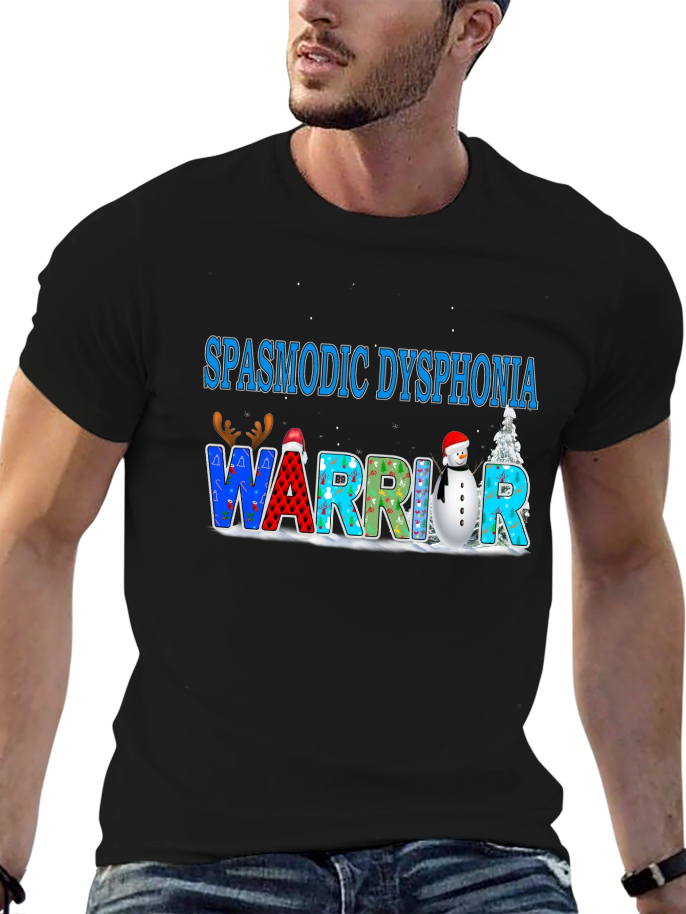 Black Spasmodic Dysphonia Warrior T-Shirt view 6