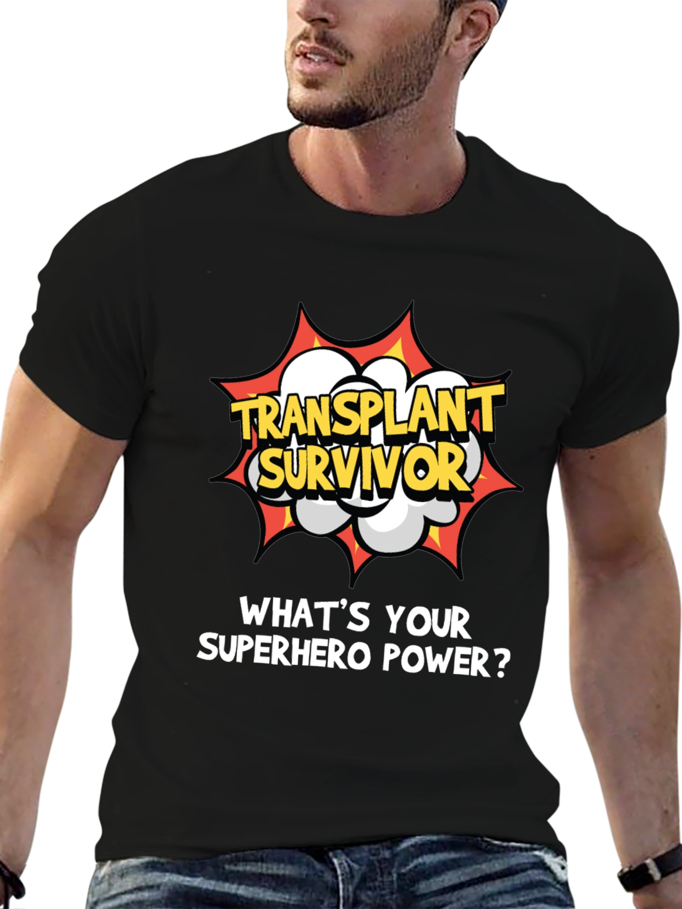 Black Transplant Survivor Superhero Tee view 6