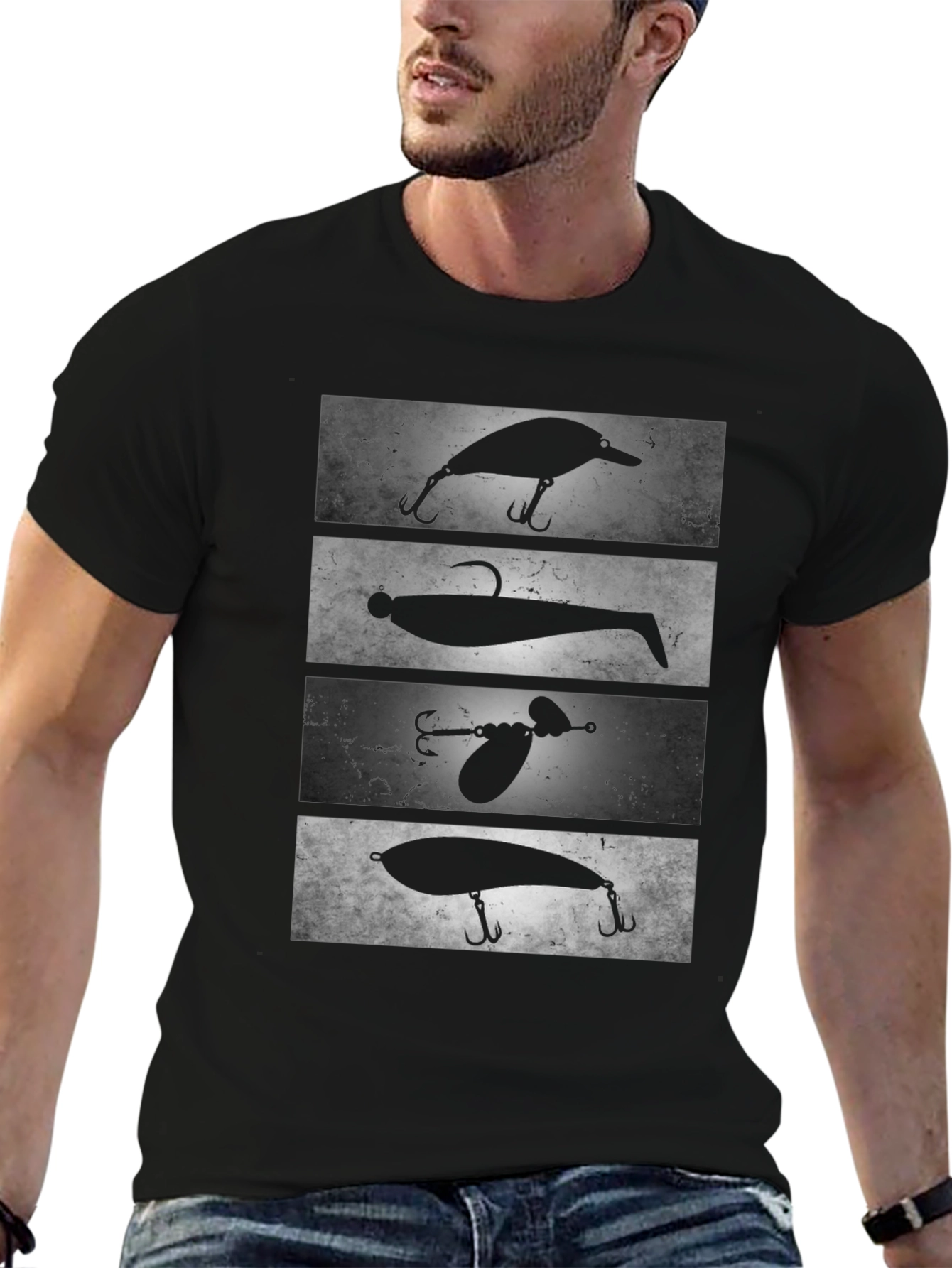 Black Fishing Lure Tee - Angler's Choice Graphic T-Shirt view 6