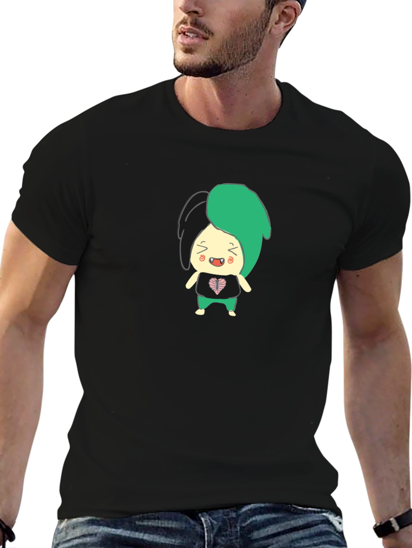Black Cartoon Character Graphic T-Shirt view 6
