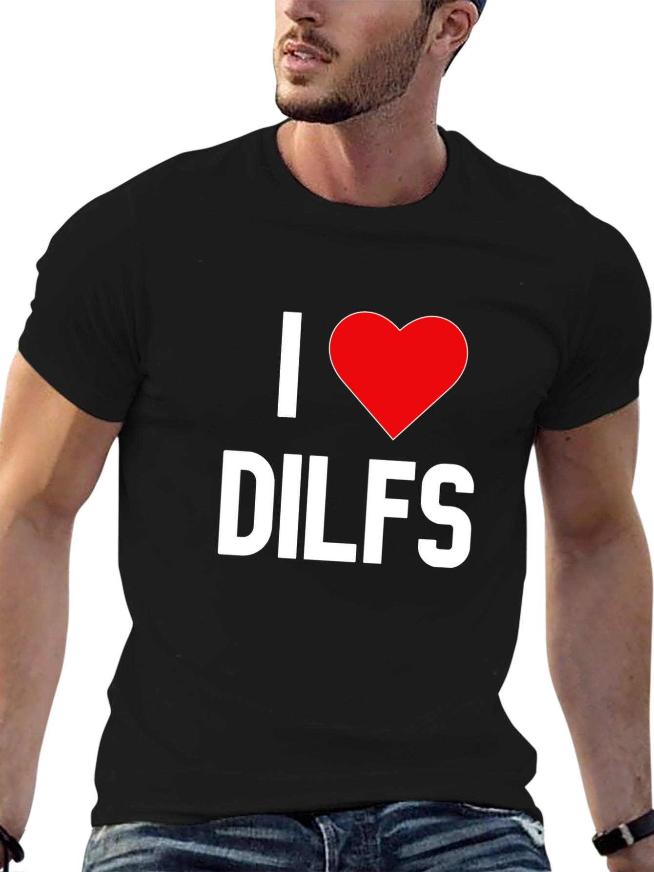 Black I Love DILFS Graphic Tee - Bold Statement Shirt view 6