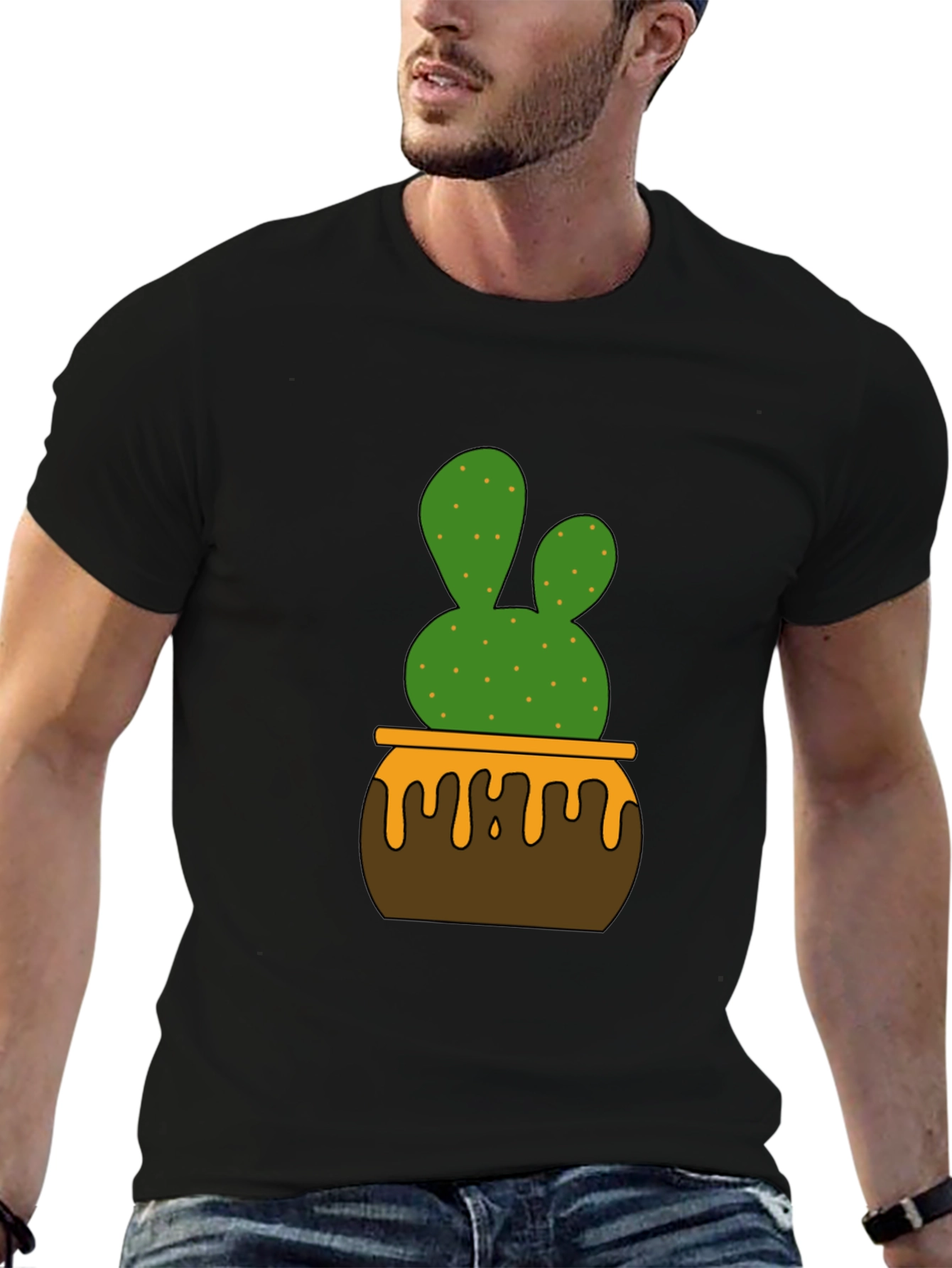 Black Cactus in Pot Graphic Tee - Stylish Unisex T-Shirt view 6