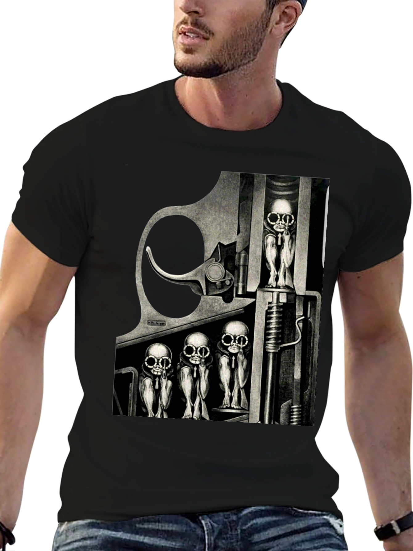 Black Surreal Art Graphic T-Shirt - Edgy Design view 6
