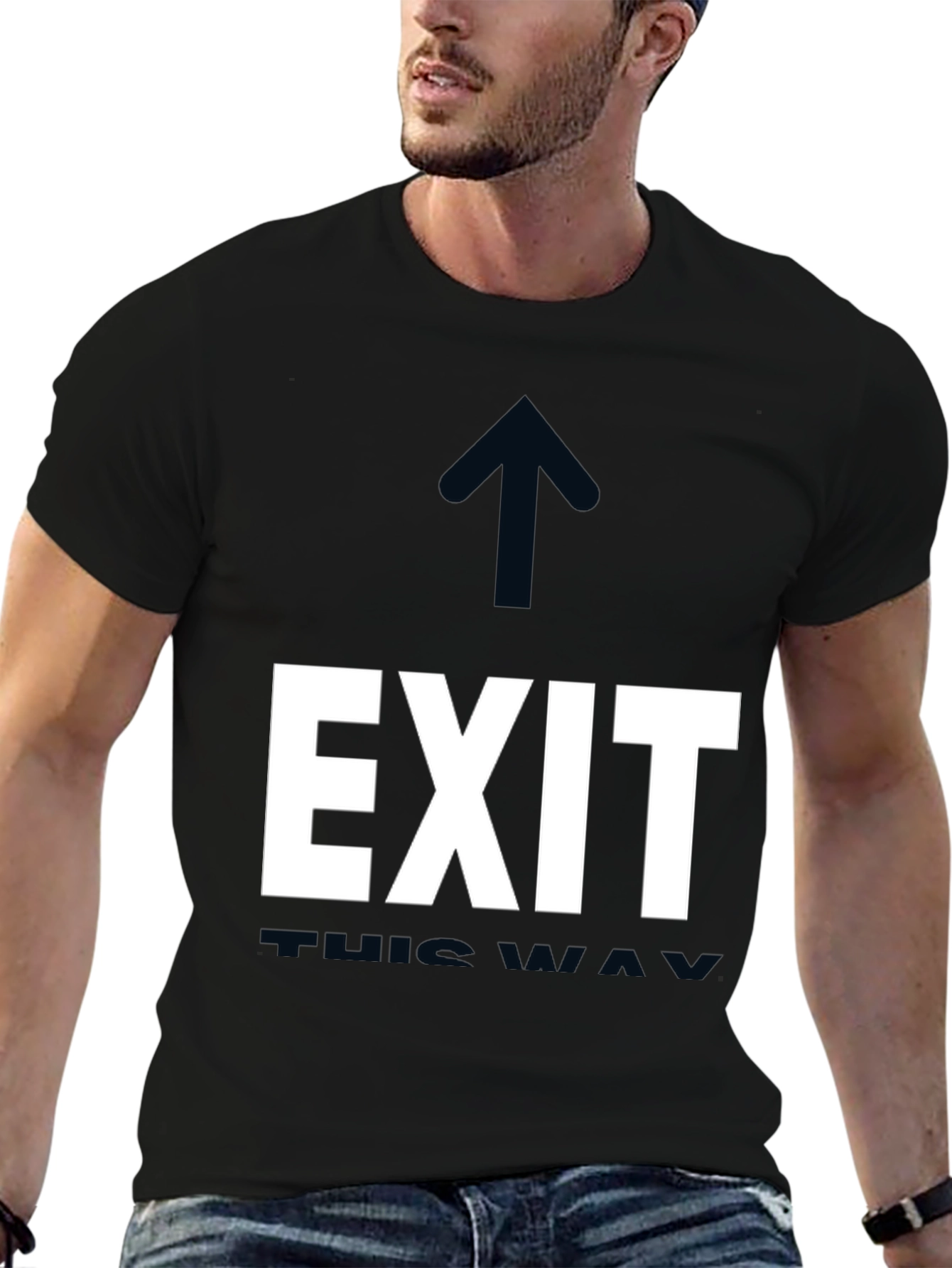 Black Exit This Way Graphic Tee - Black Cotton T-Shirt view 6