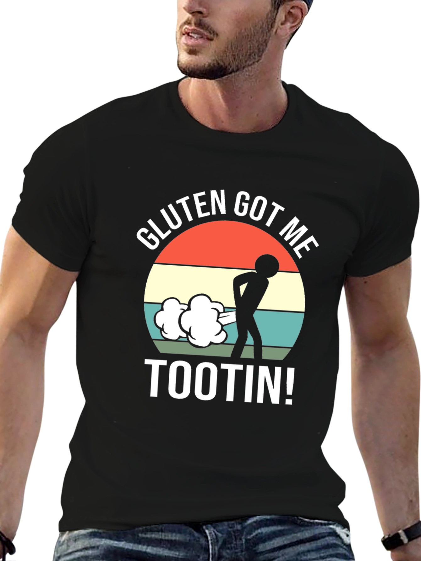 Black Gluten Got Me Tootin' Graphic T-Shirt view 6