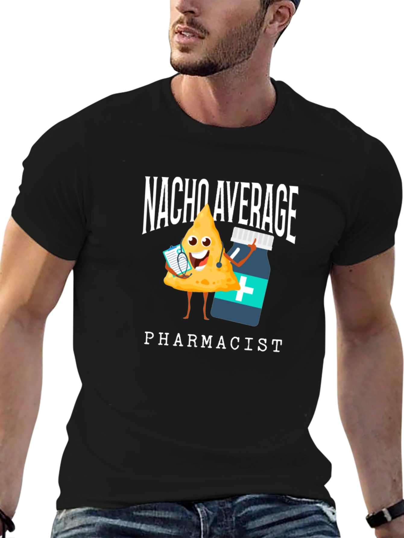 Black Nacho Average Pharmacist T-Shirt view 6
