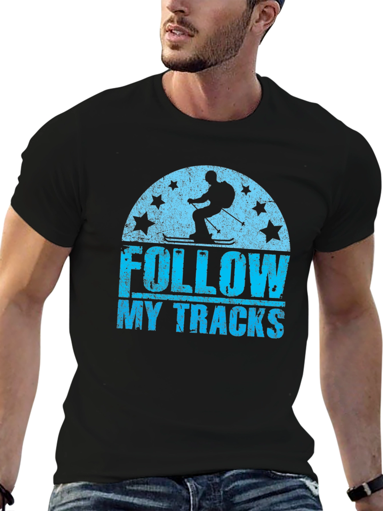 Black Follow My Tracks Skiing T-Shirt view 6