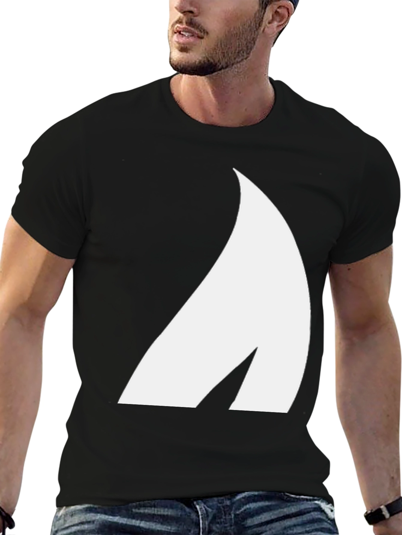 Black Modern Graphic Tee - Black Cotton Blend view 6