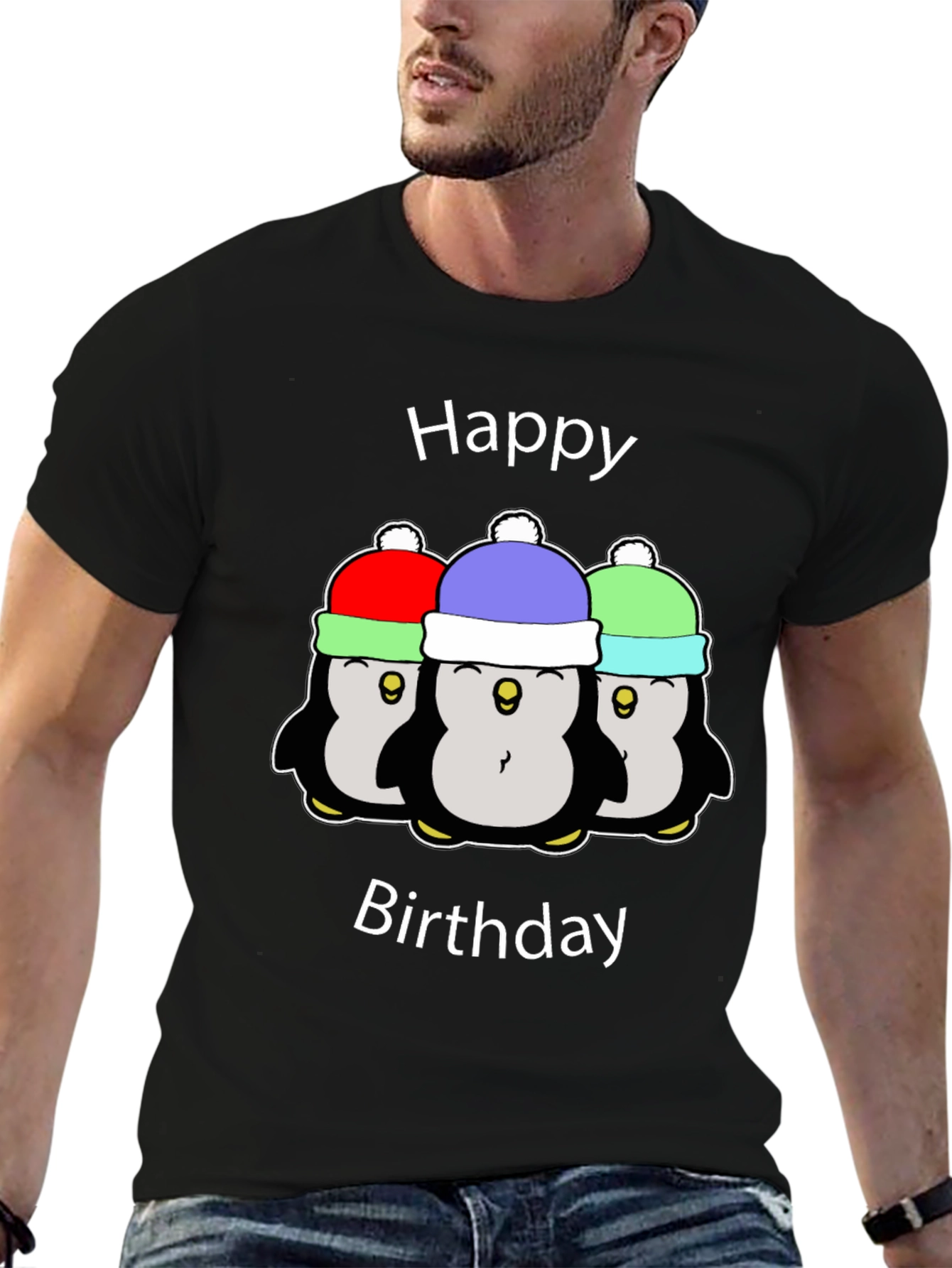Black Penguin Birthday T-Shirt - Fun Party Tee view 6