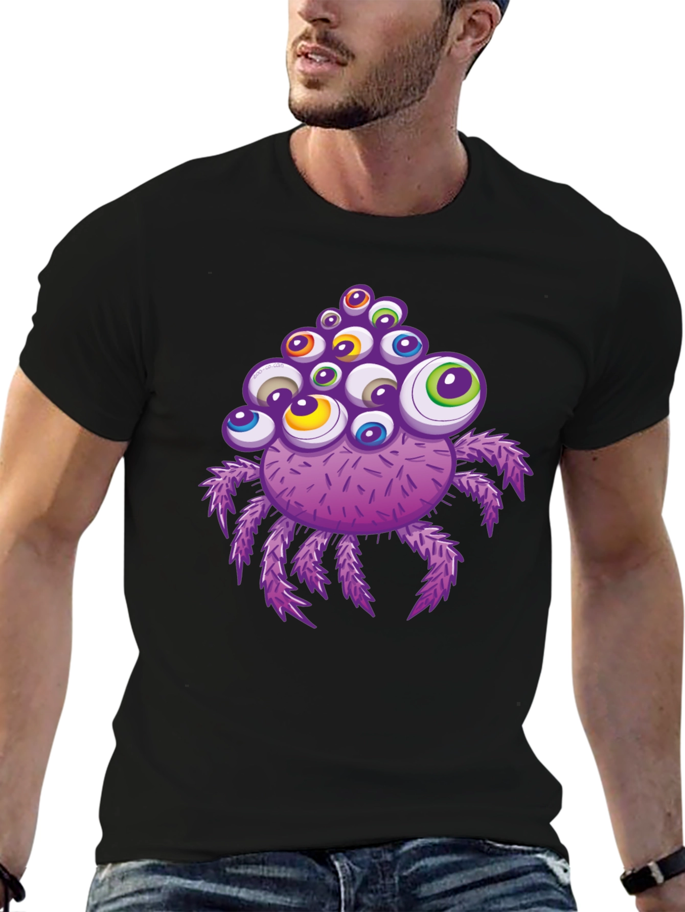 Black Eye-Catching Spider Graphic T-Shirt view 6