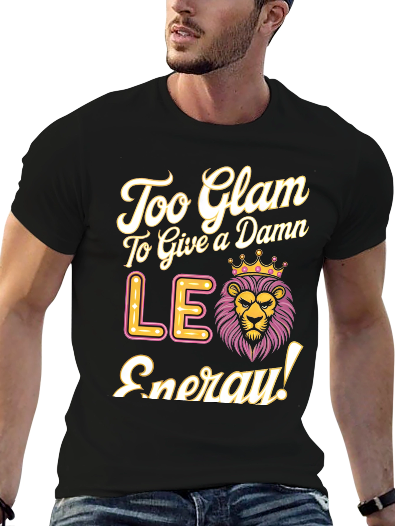 Black Too Glam Leo Energy Black T-Shirt view 6