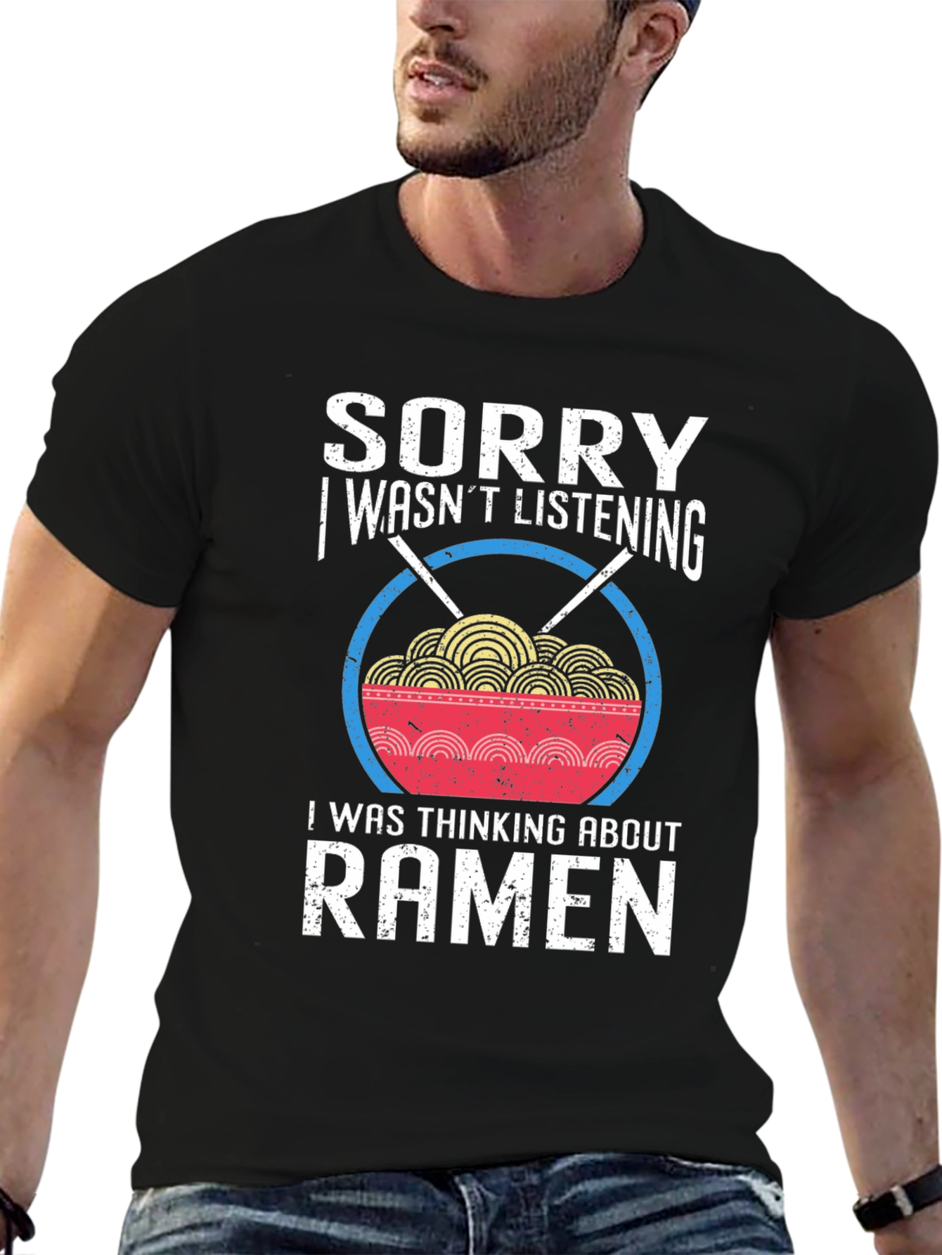 Black Sorry Ramen T-Shirt - Funny Noodle Bowl Tee view 6