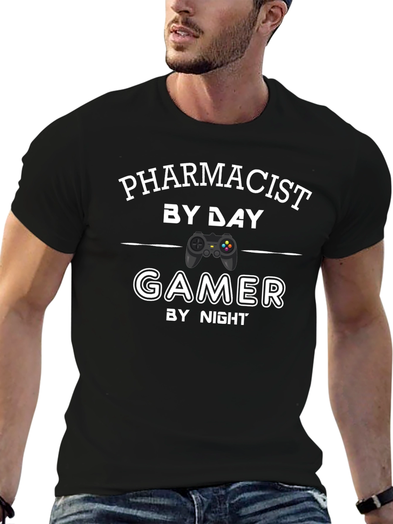 Black Pharmacist by Day Gamer by Night T-Shirt view 6
