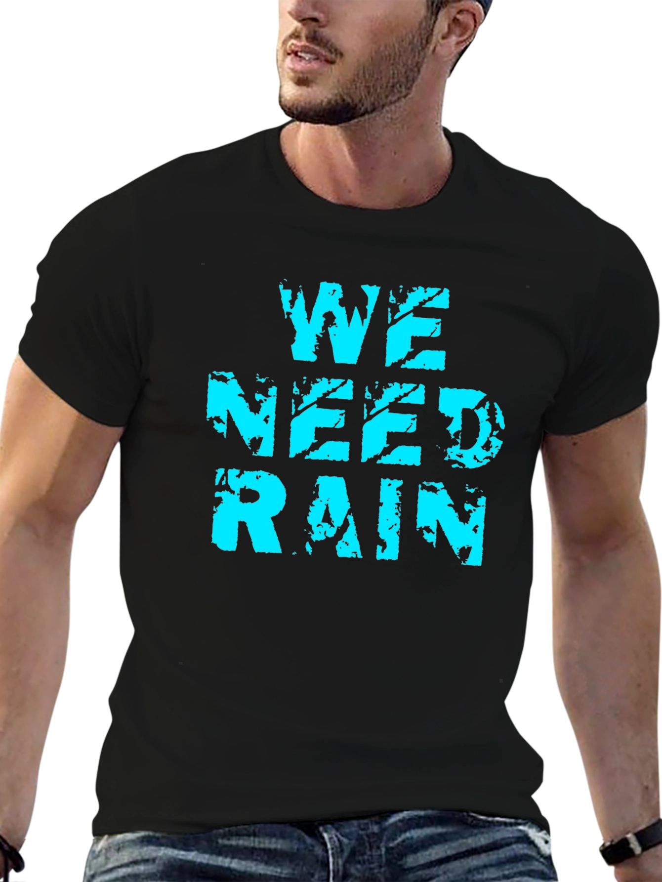 Black We Need Rain Graphic Tee - Soft Cotton Blend view 6