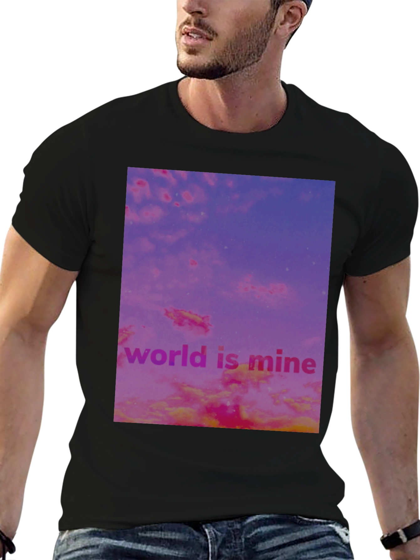 Black World is Mine Graphic Tee - Black Cotton Blend view 6