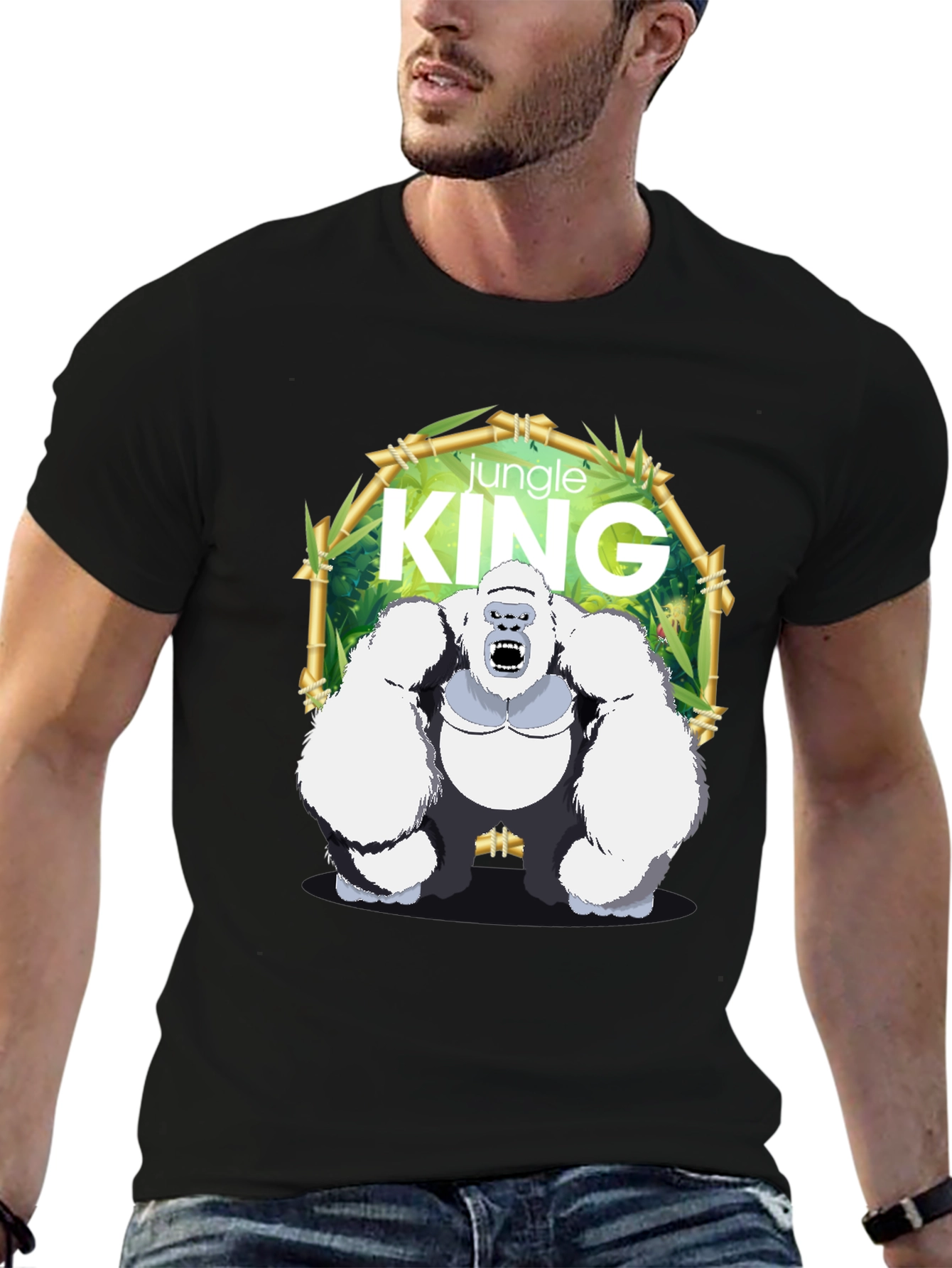 Black Jungle King Gorilla Graphic T-Shirt view 6