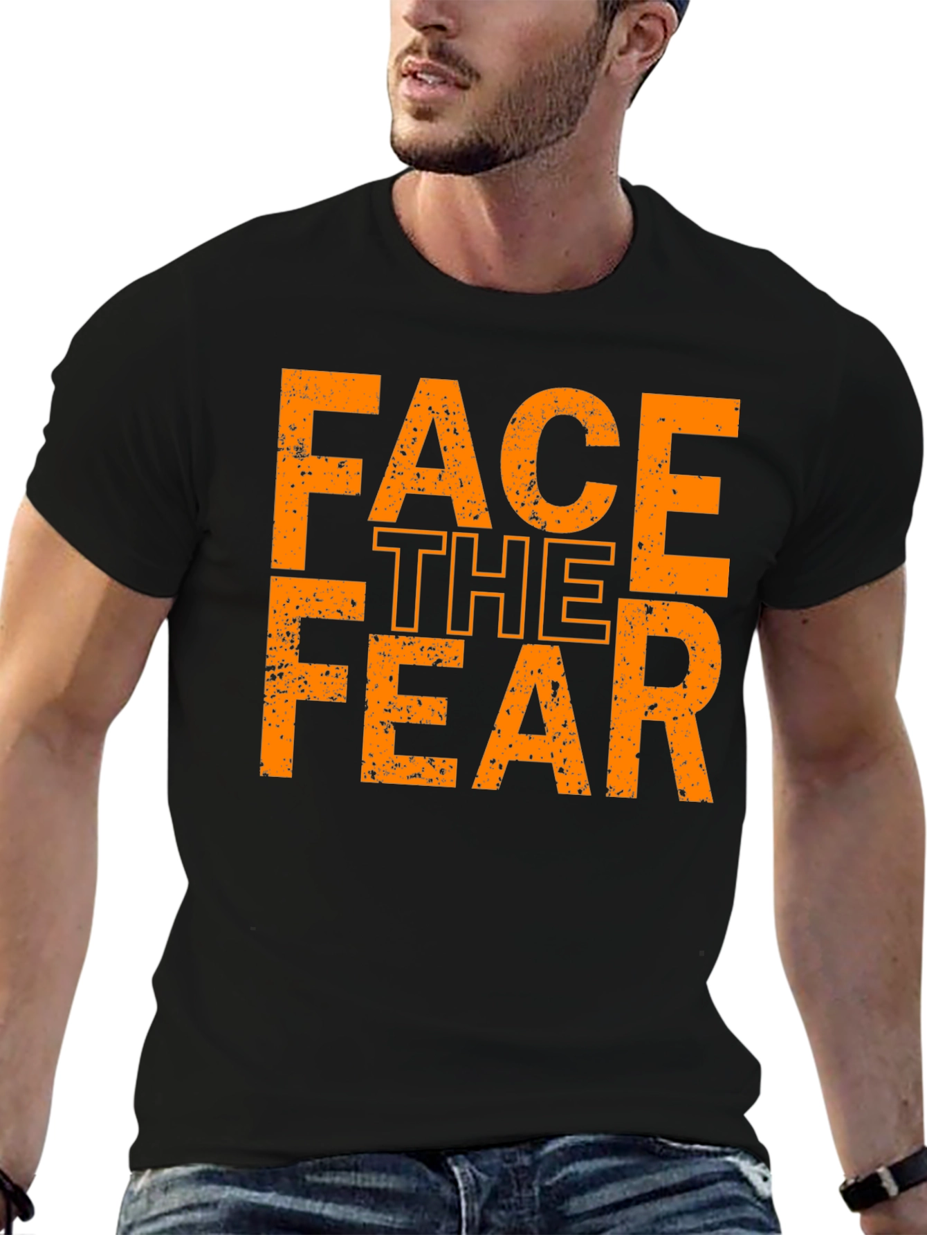 Black Face The Fear Graphic Tee - Black Cotton T-Shirt view 6