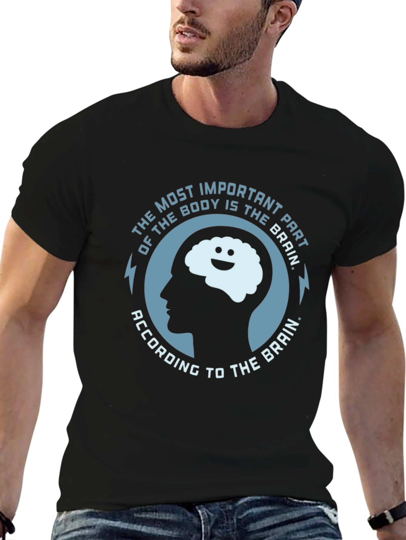Black Brain Humor T-Shirt - Most Important Part of the Body view 6