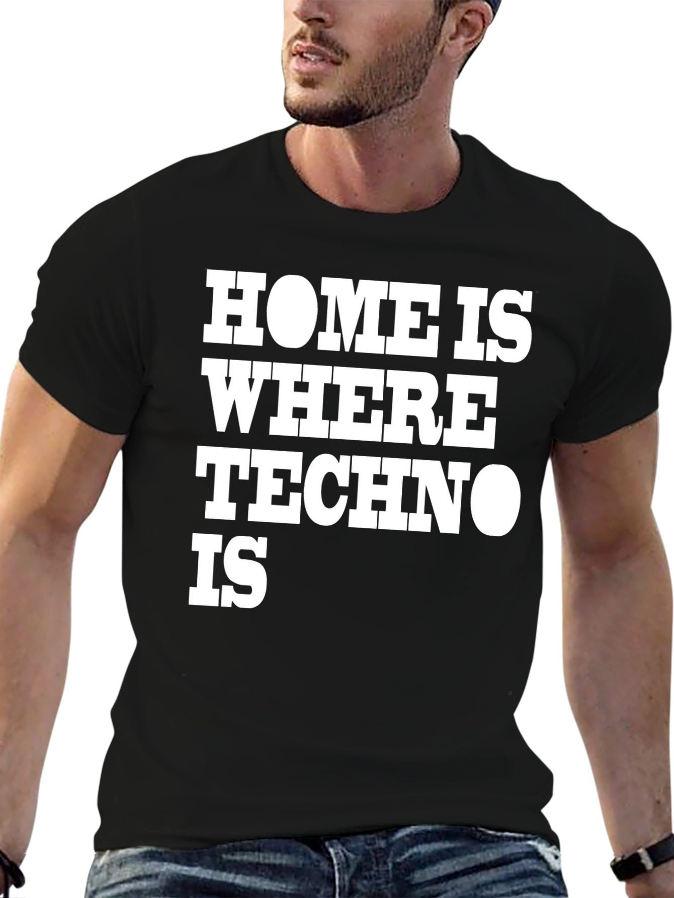 Black Home is Where Techno Is Black T-Shirt view 6
