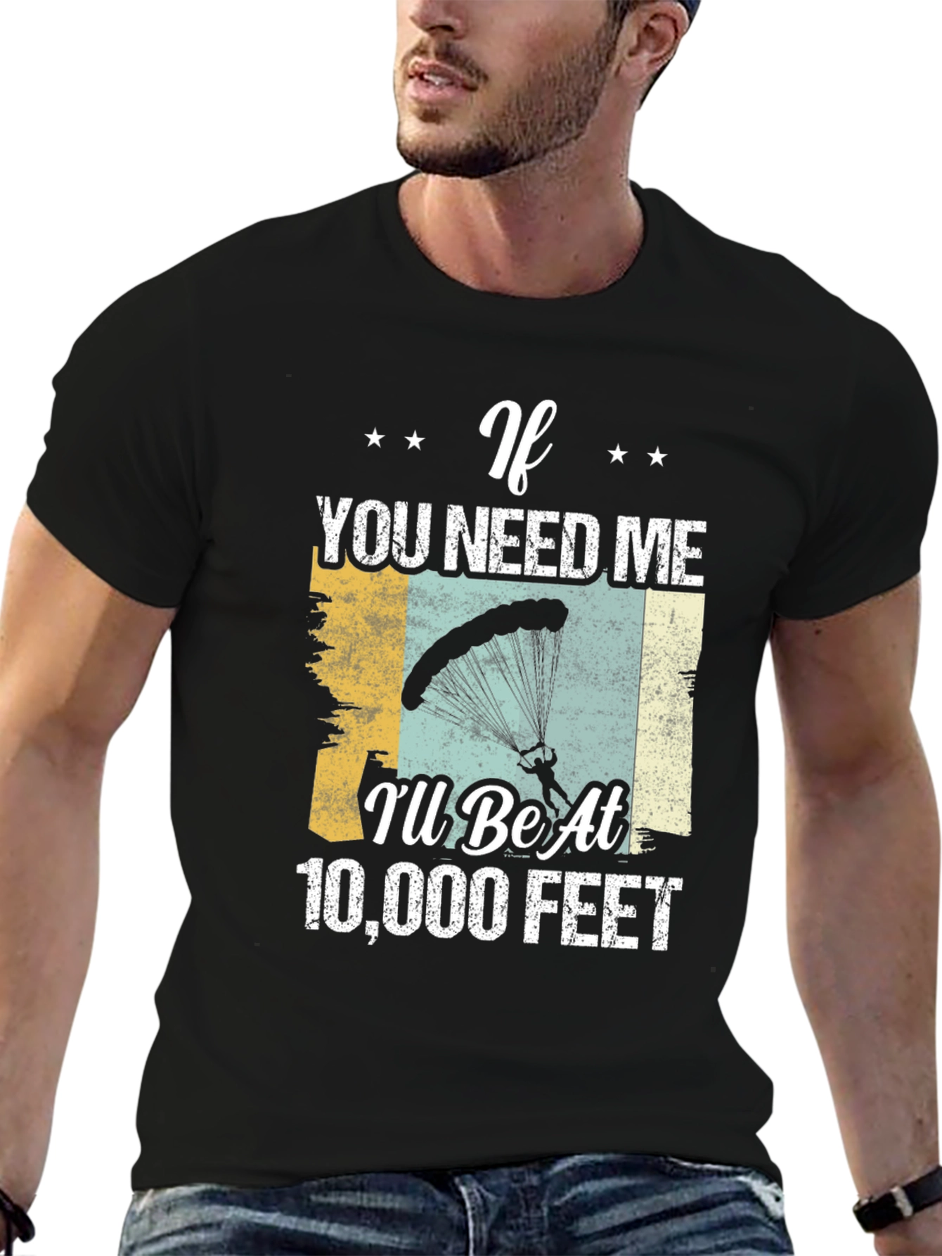 Black Skydiving T-Shirt - If You Need Me 10,000 Feet view 6