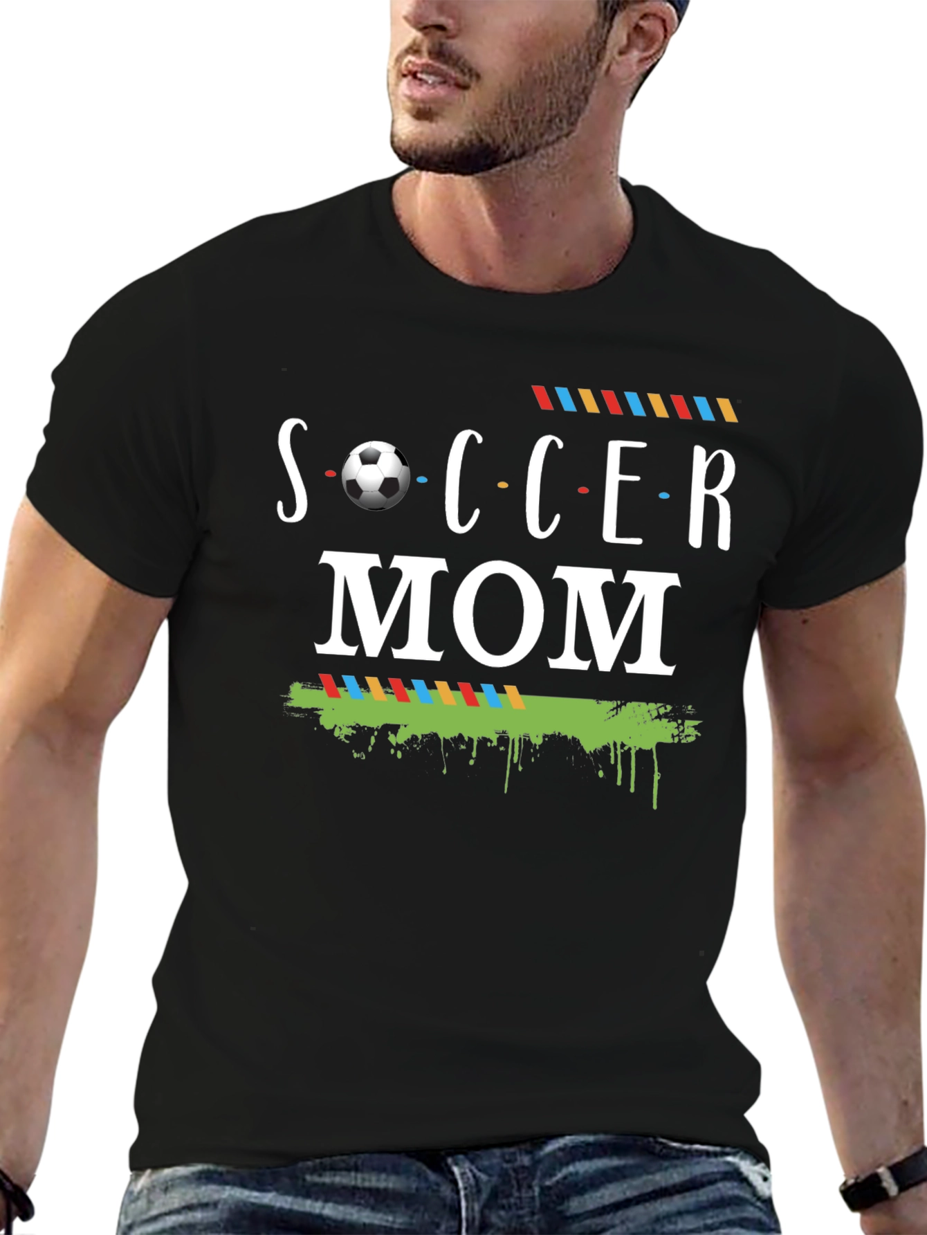 Black Soccer Mom Graphic Tee - Black view 6