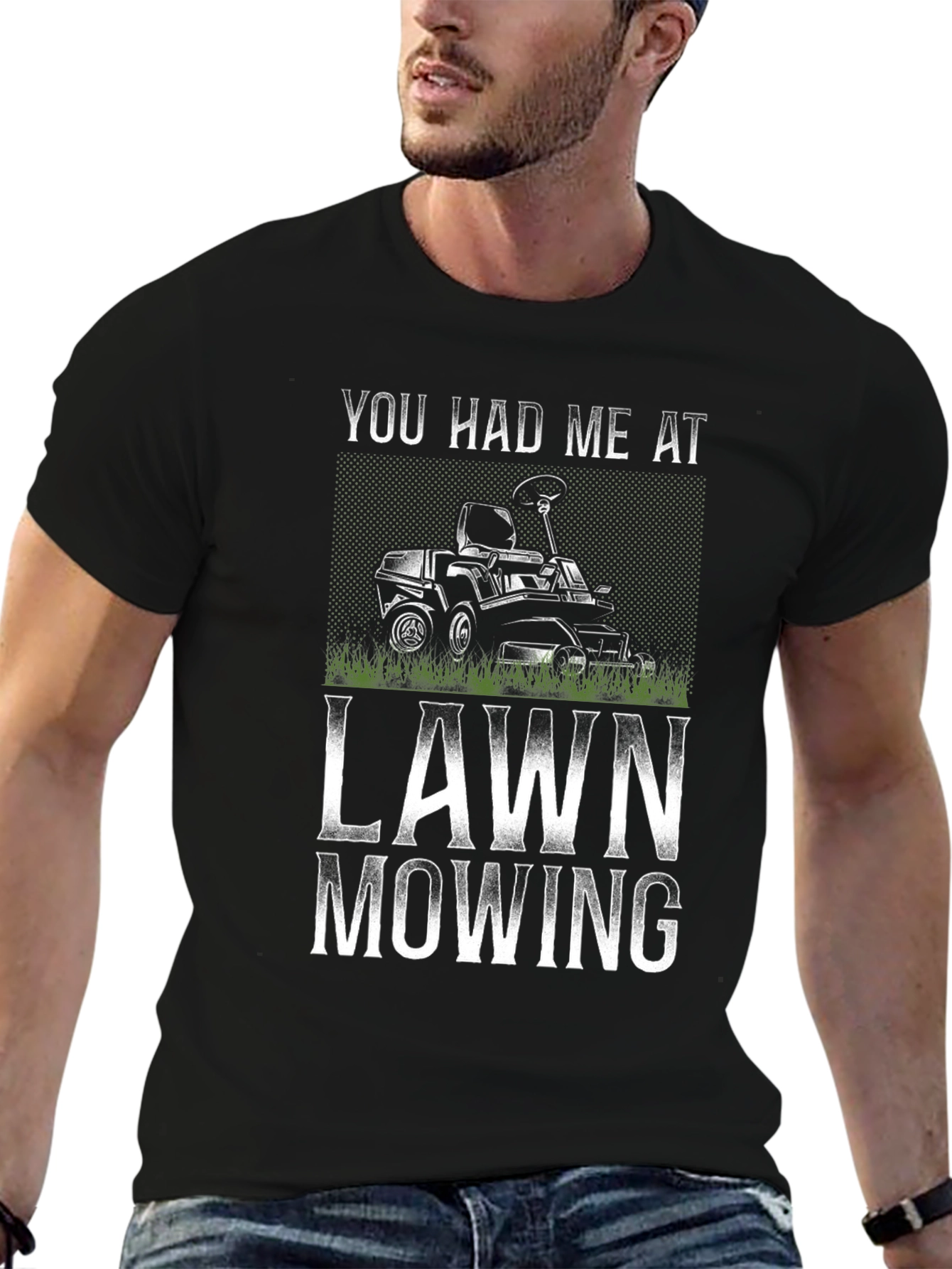 Black You Had Me at Lawn Mowing Graphic Tee view 6