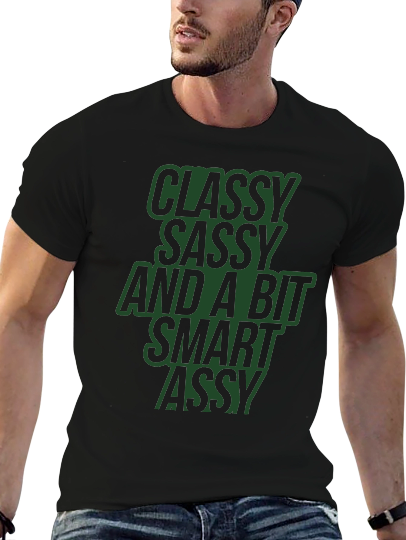 Black Classy Sassy Smart Assy Black Graphic Tee view 6