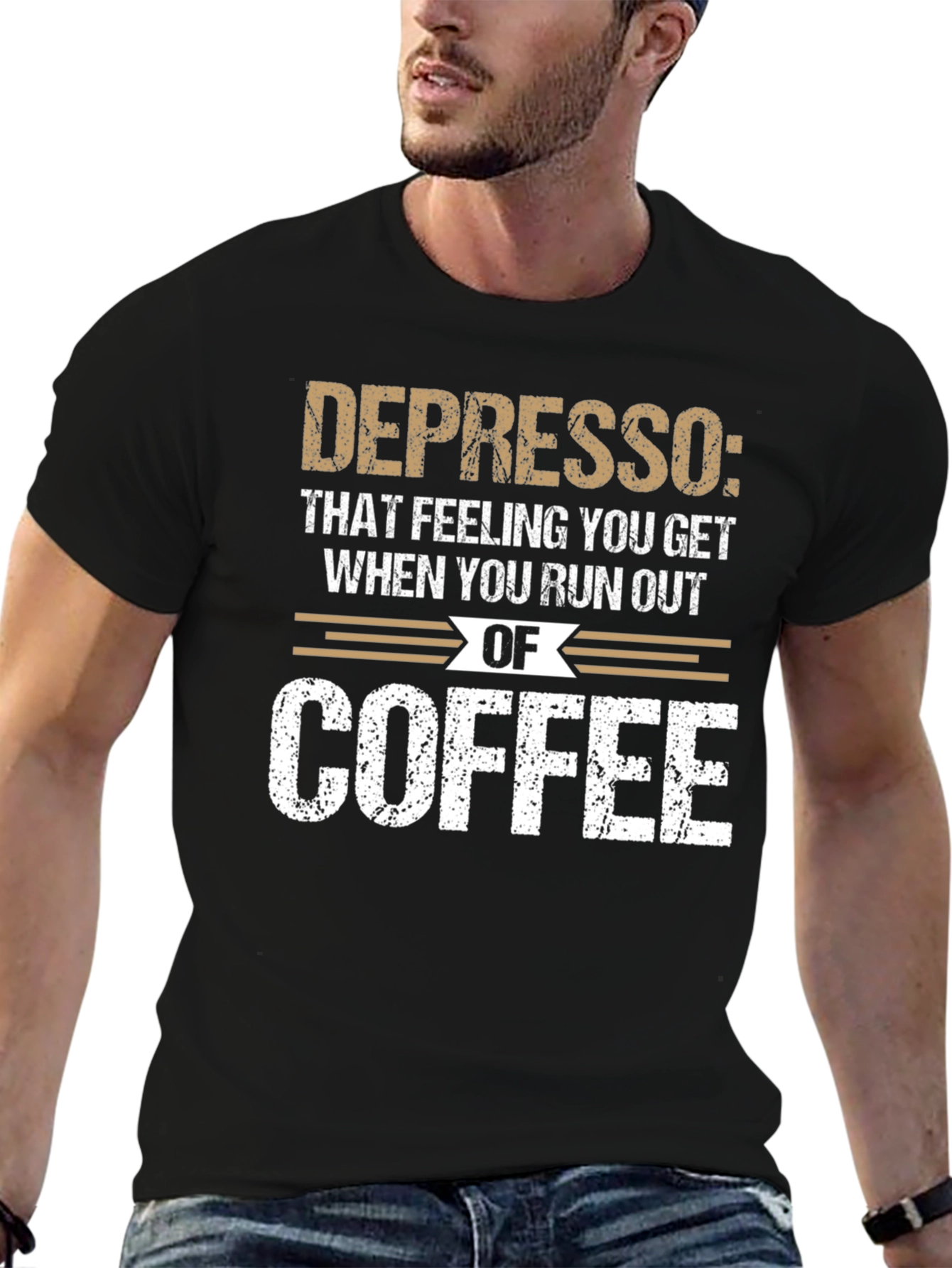 Black Depresso Coffee T-Shirt: Funny Caffeine Humor Tee view 6