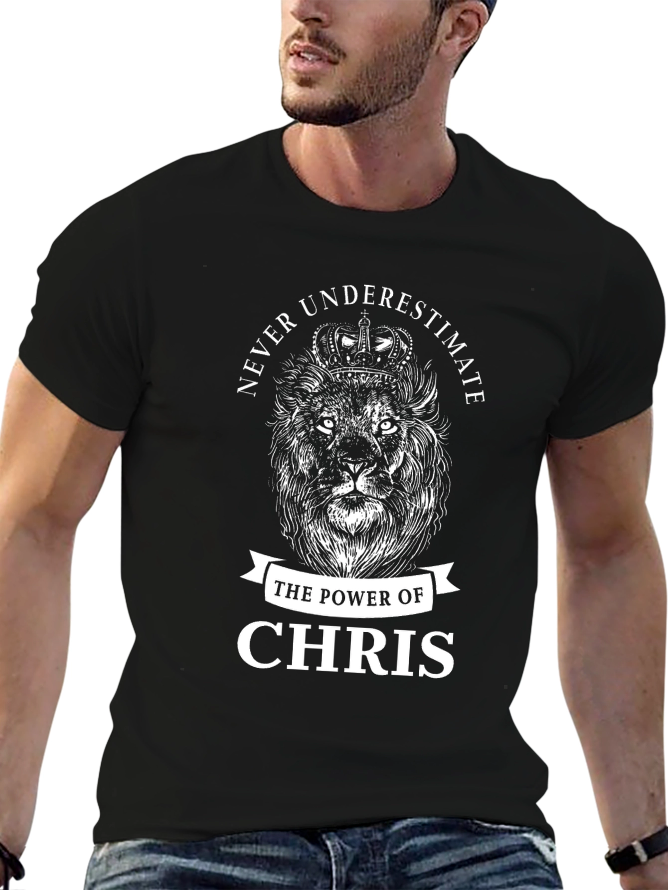 Black Never Underestimate Chris Lion T-Shirt view 6