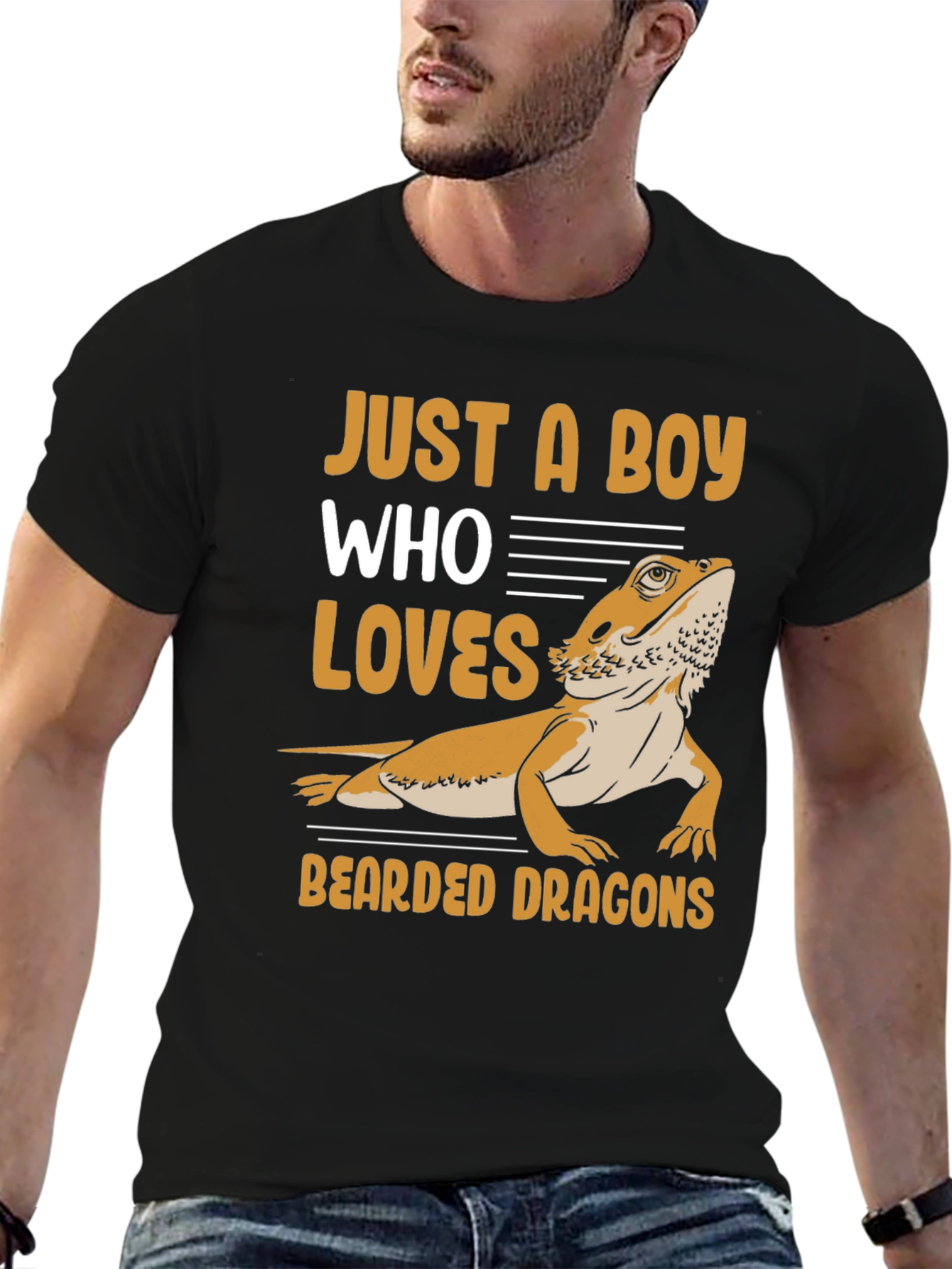 Black Boy Who Loves Bearded Dragons T-Shirt view 6