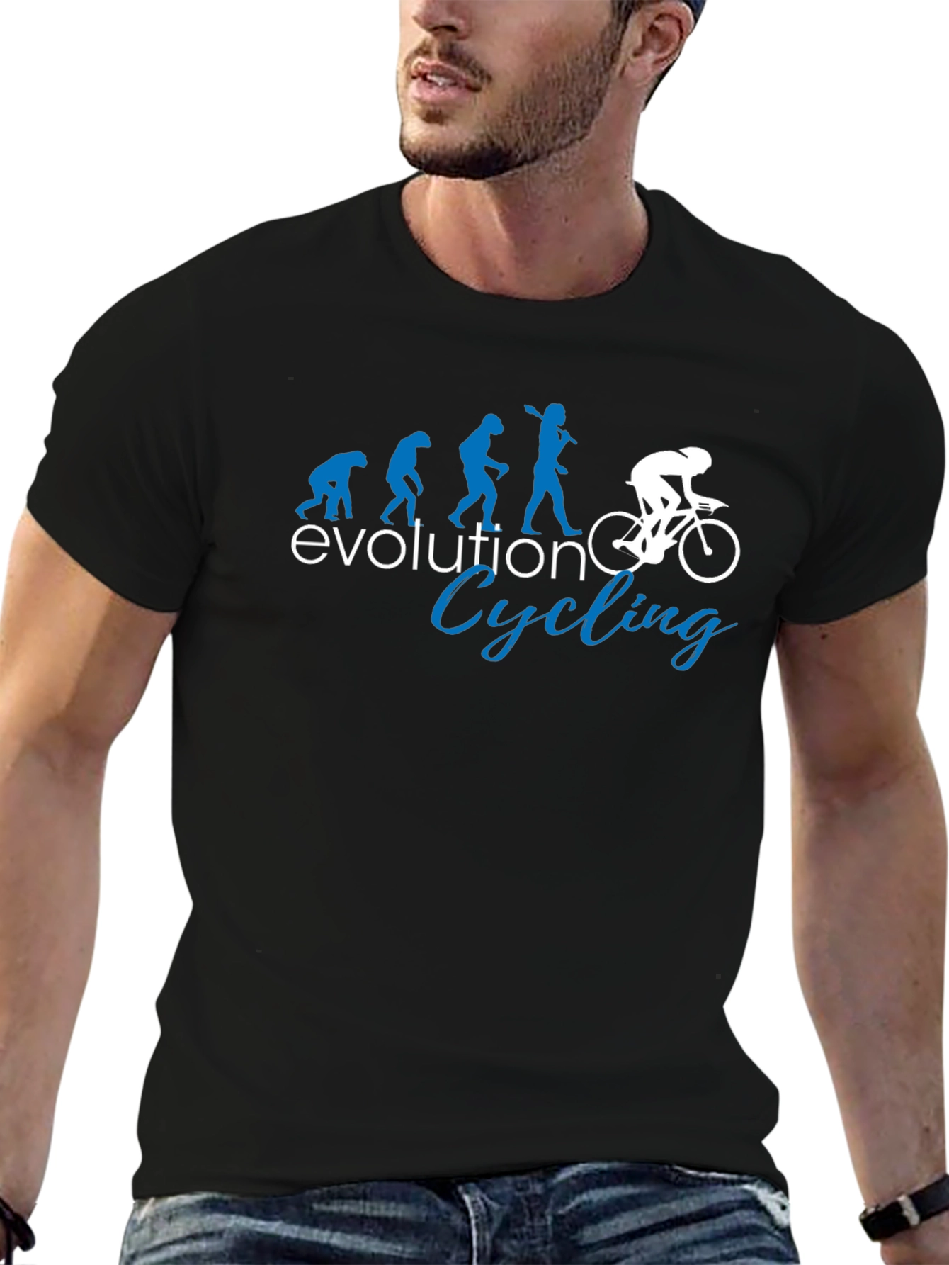 Black Evolution Cycling T-Shirt - Funny Bike Rider Tee view 6
