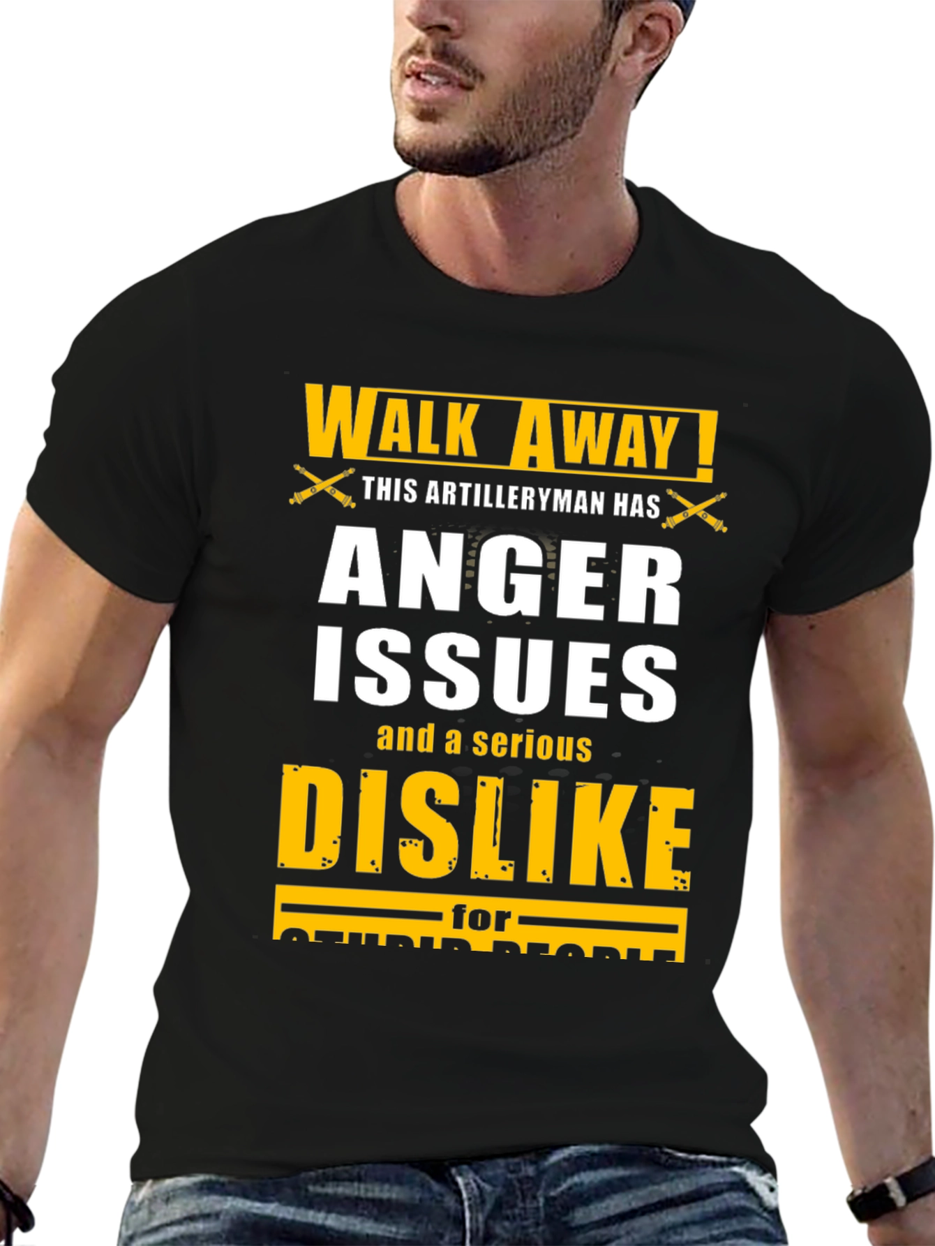 Black Walk Away Artilleryman Anger Issues T-Shirt view 6