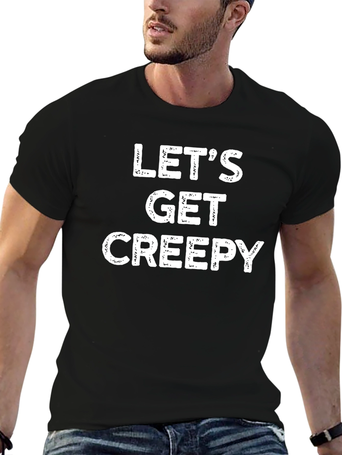 Black Let's Get Creepy Graphic Tee view 6