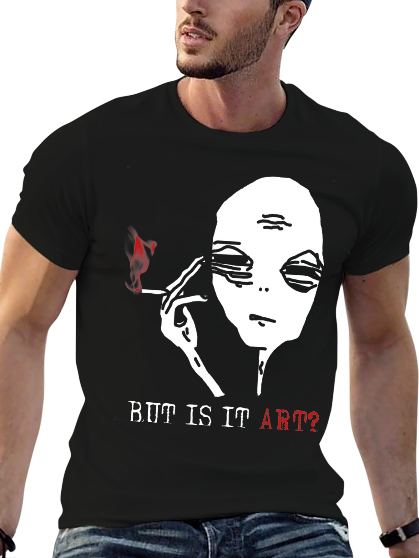 Black Alien Smoking T-Shirt - But Is It Art? view 6