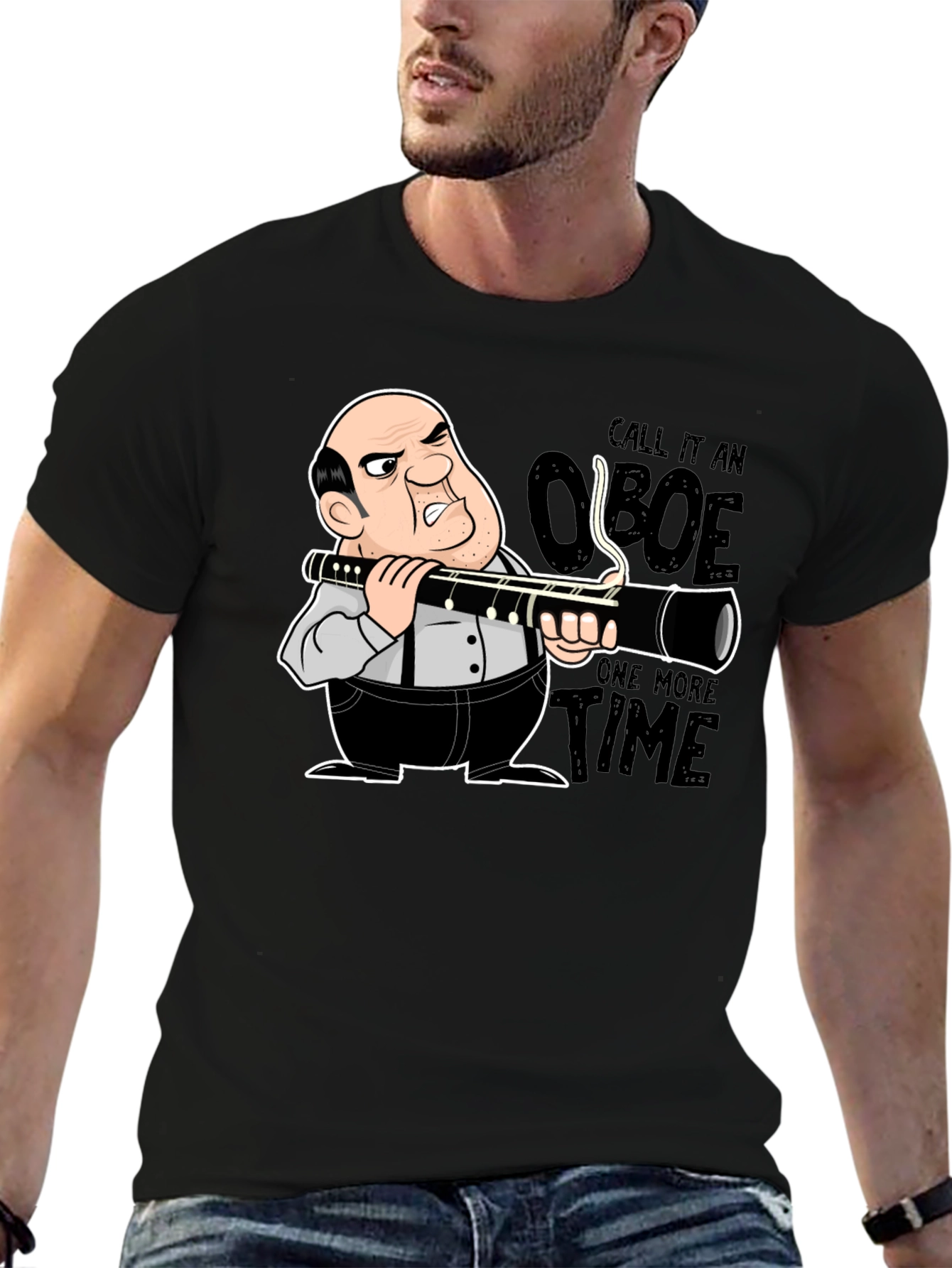 Black Funny Clarinet T-Shirt - Call it an Oboe! view 6