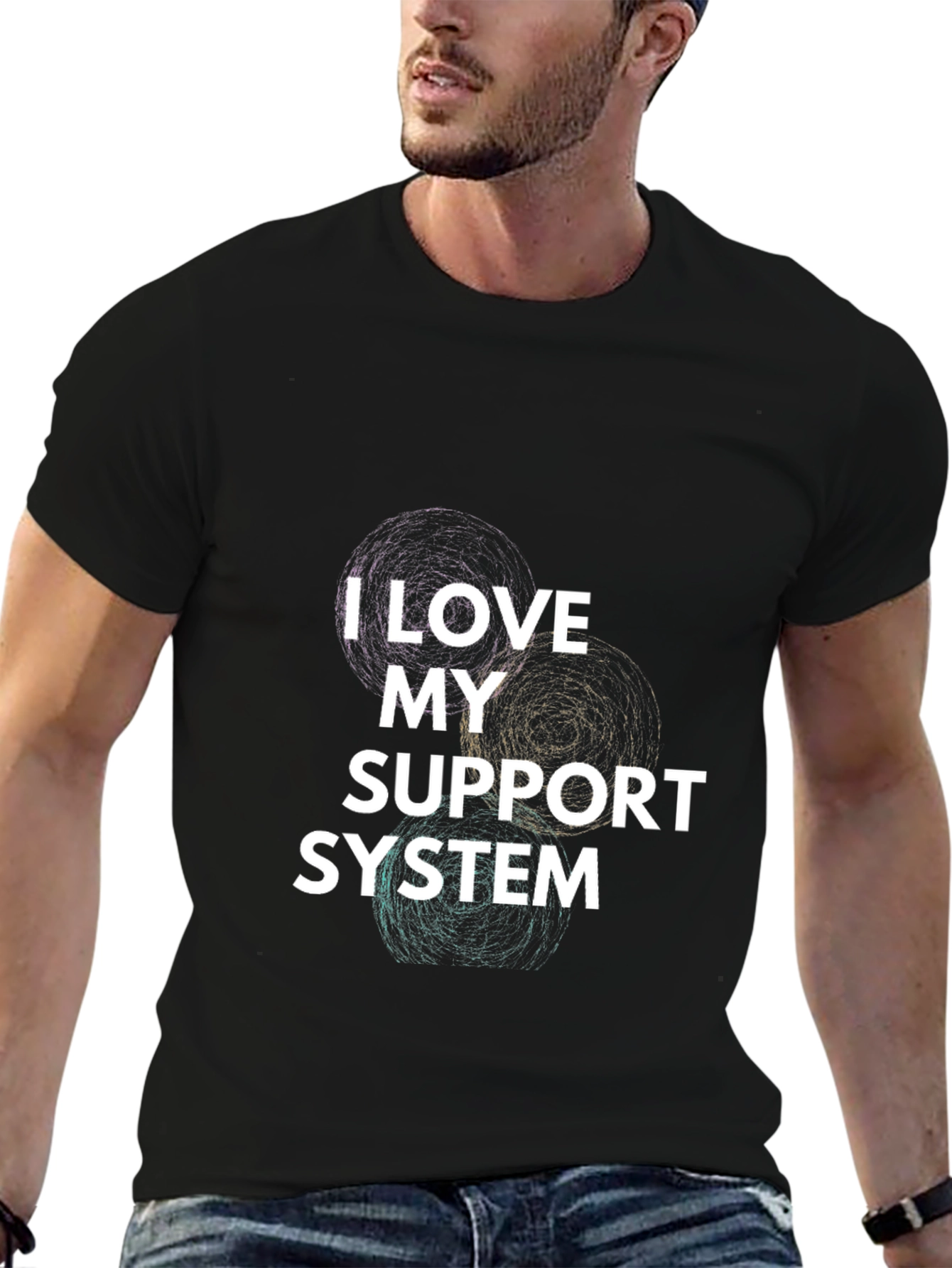 Black I Love My Support System Graphic Tee view 6