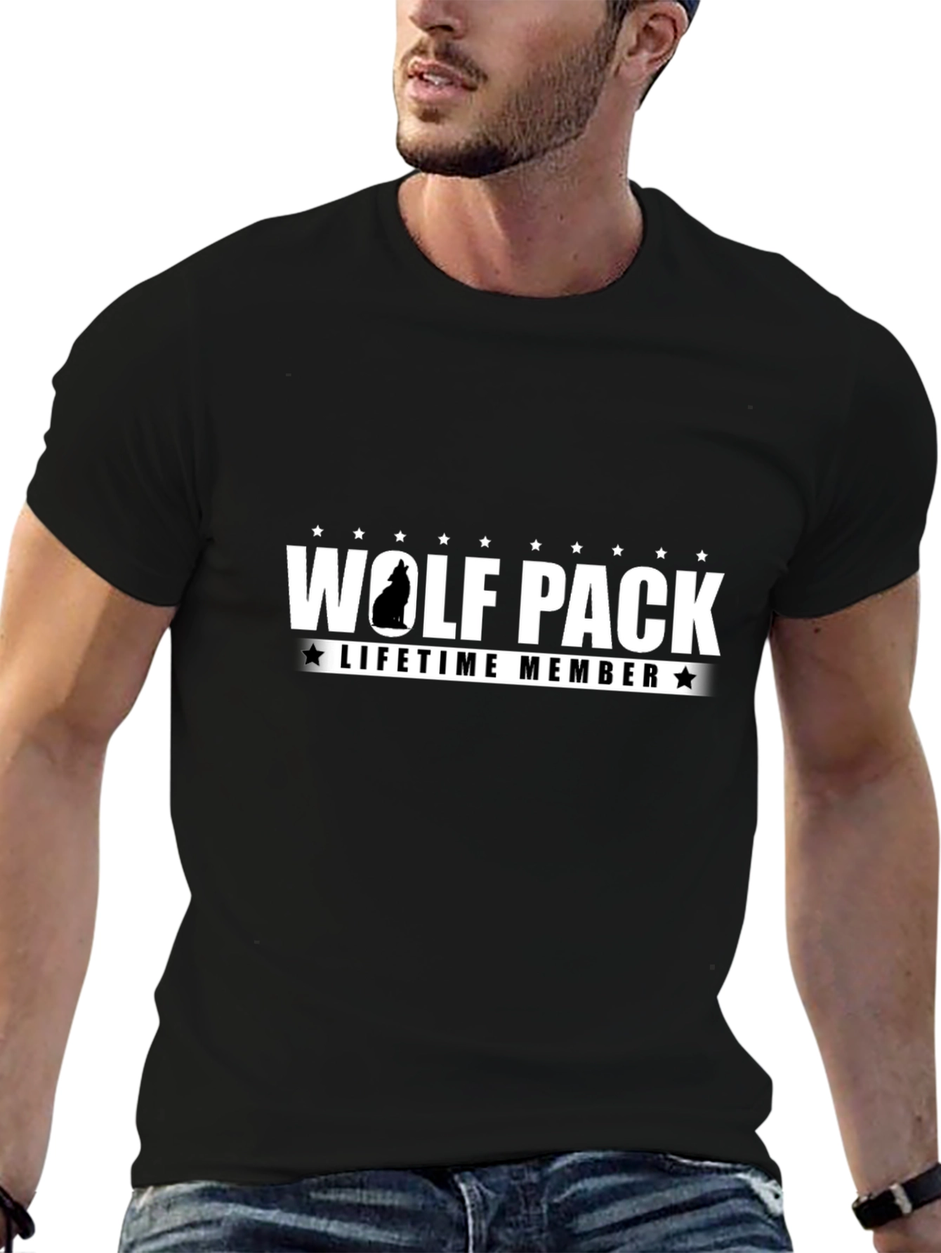 Black Wolf Pack Lifetime Member Graphic T-Shirt view 6