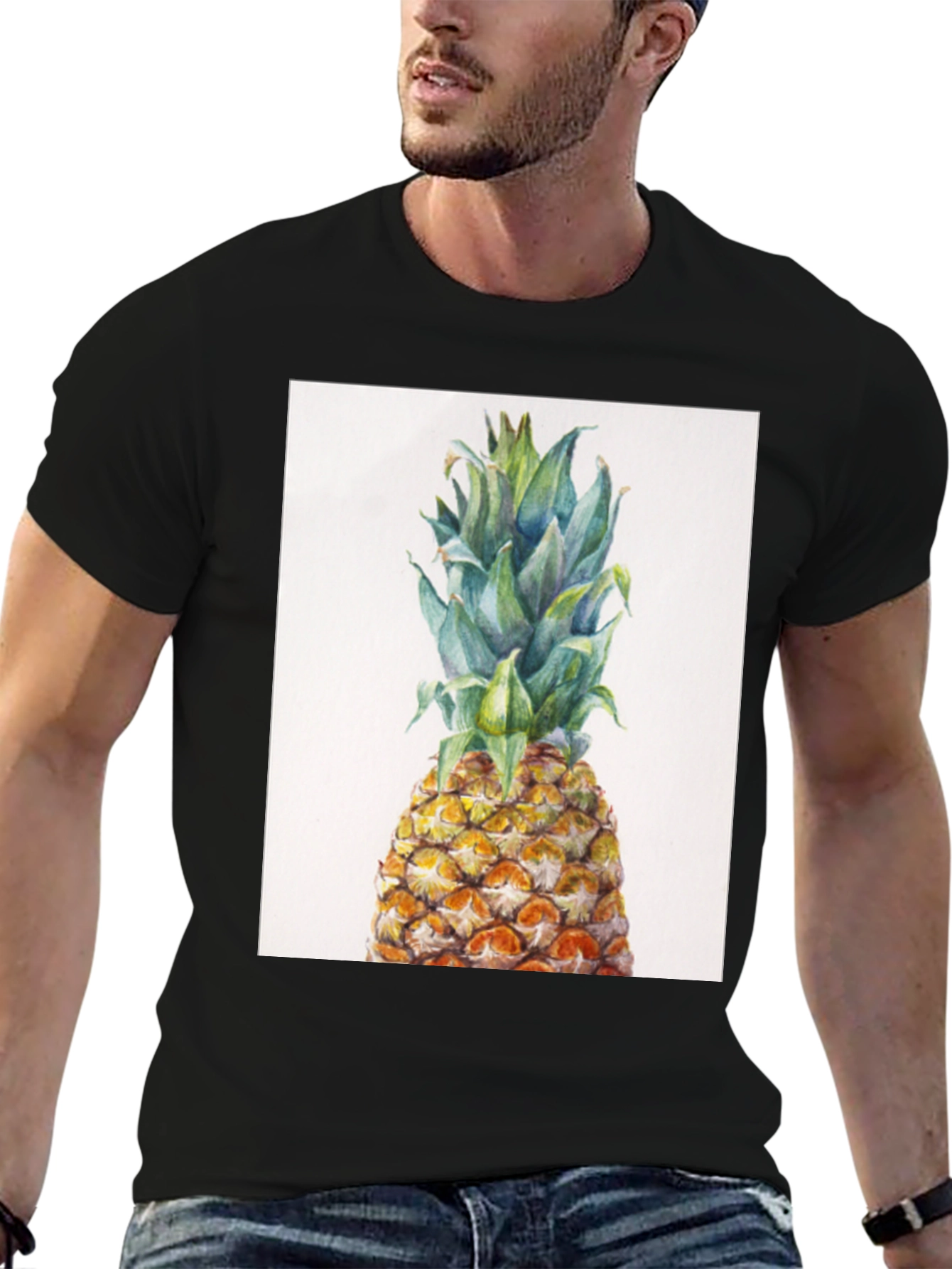 Black Pineapple Graphic Tee - Tropical Fruit Design view 6