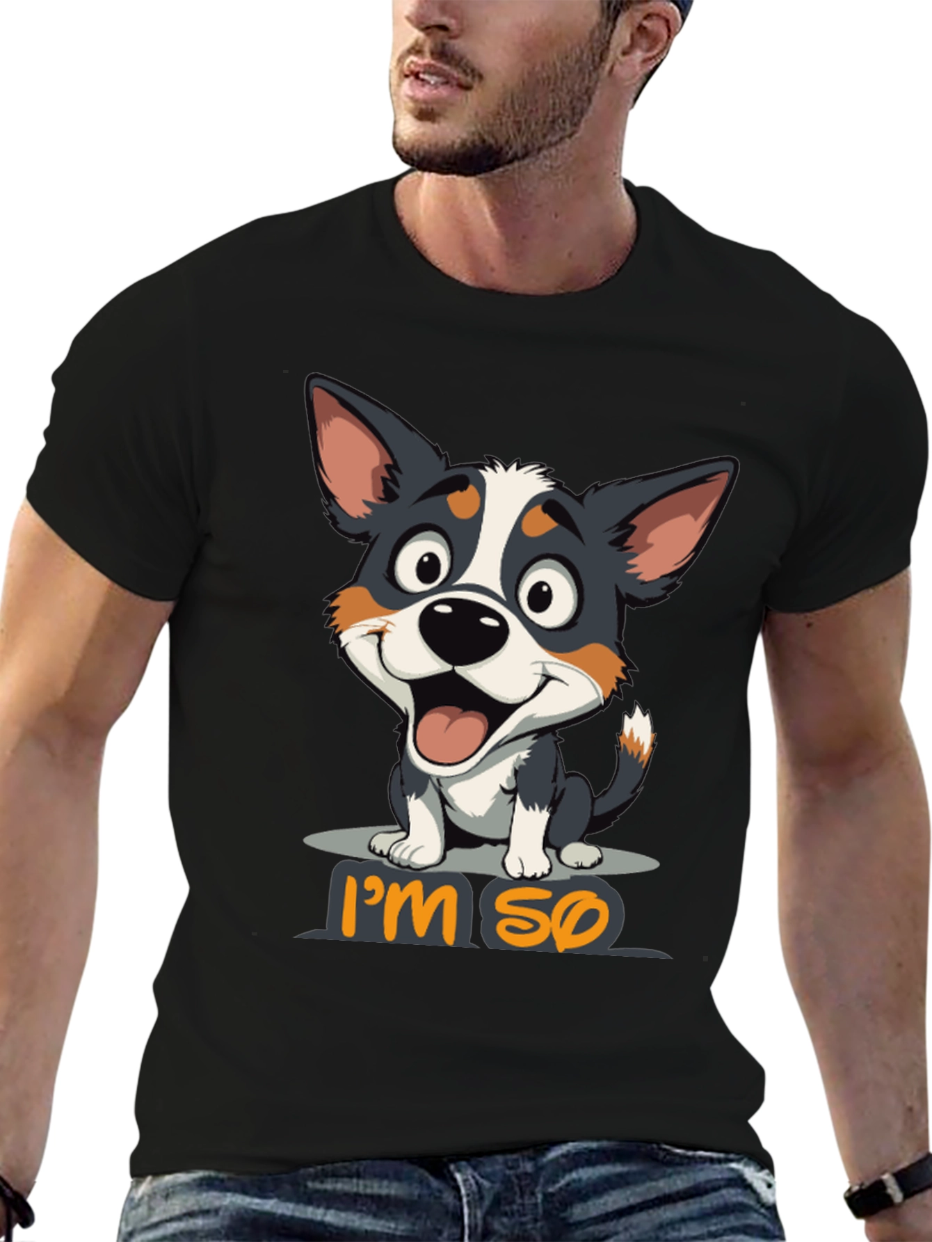 Black I'm So Happy Dog Graphic T-Shirt view 6