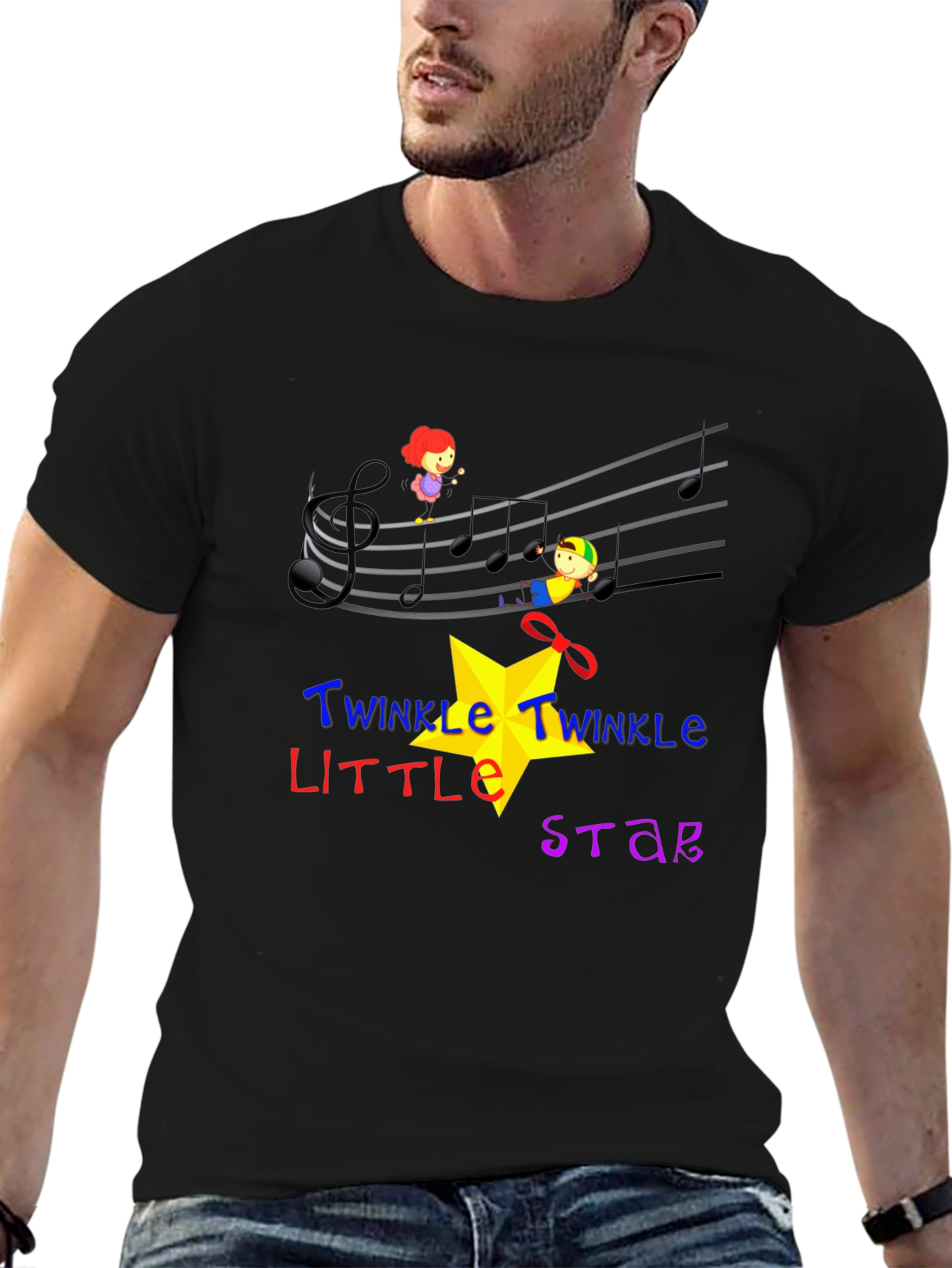 Black Twinkle Star Graphic Tee - Unisex view 6