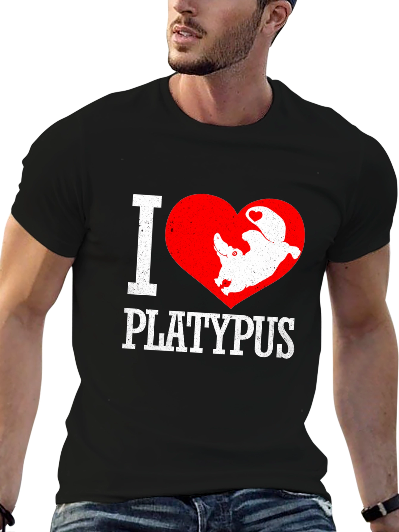 Black I Heart Platypus Black Graphic Tee view 6