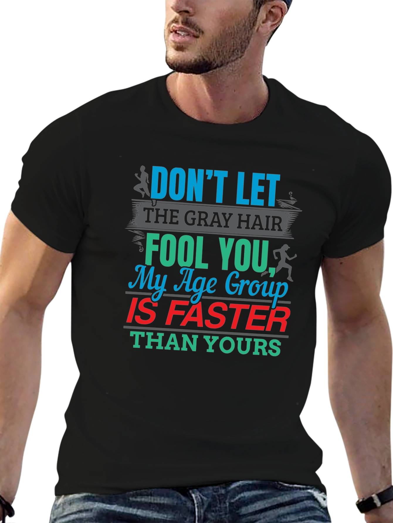 Black Funny Running T-Shirt - Age Group Is Faster view 6
