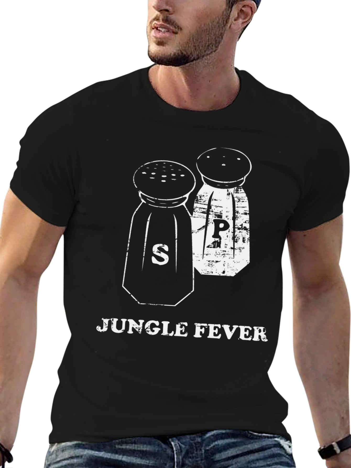 Black Jungle Fever Graphic T-Shirt - Salt & Pepper Design view 6