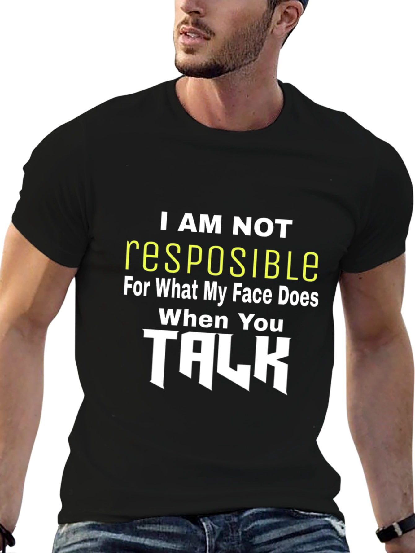 Black Funny Sarcastic Graphic Tee - I am NOT Responsible T-Shirt view 6