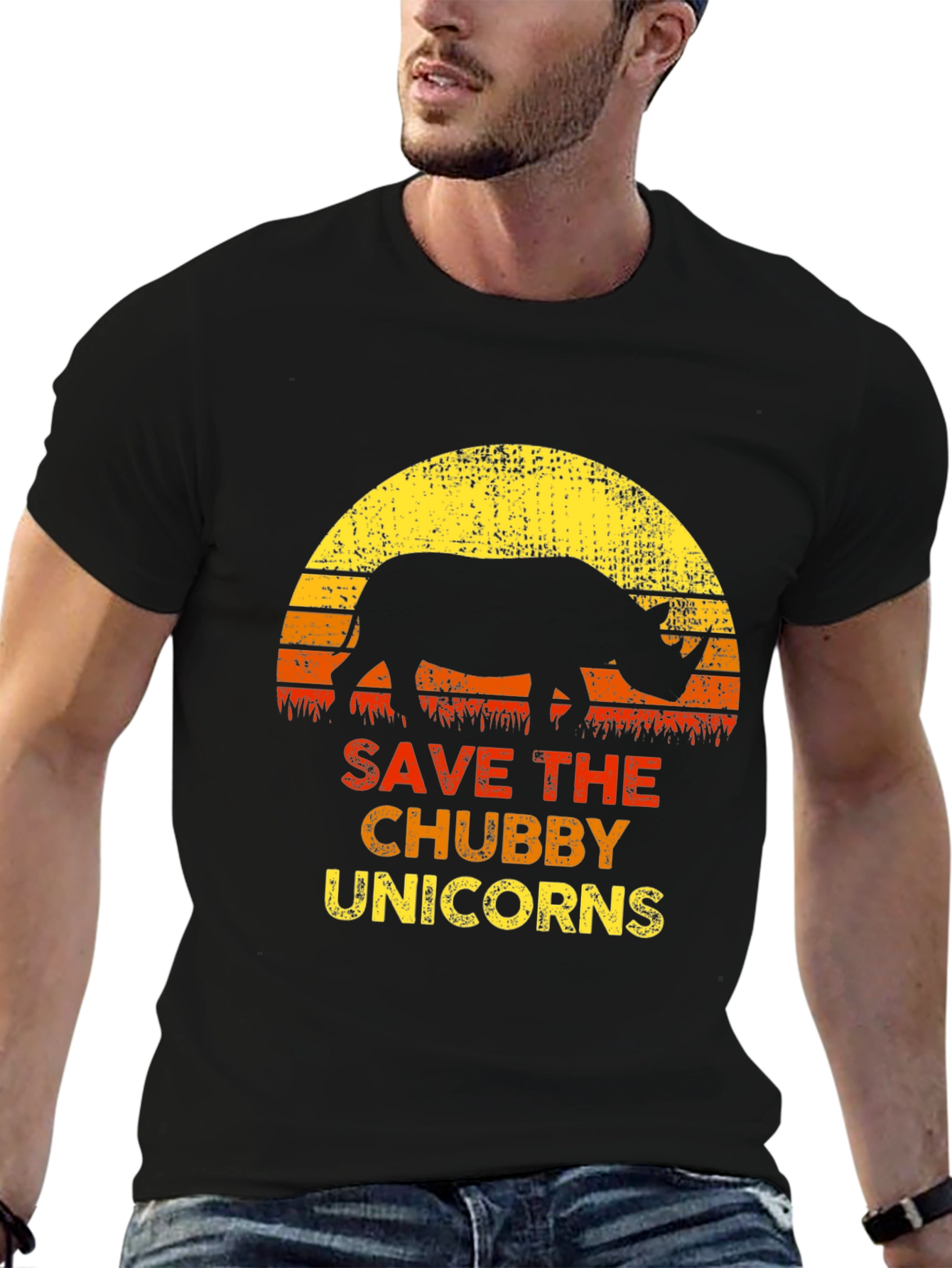 Black Save The Chubby Unicorns Black T-Shirt view 6