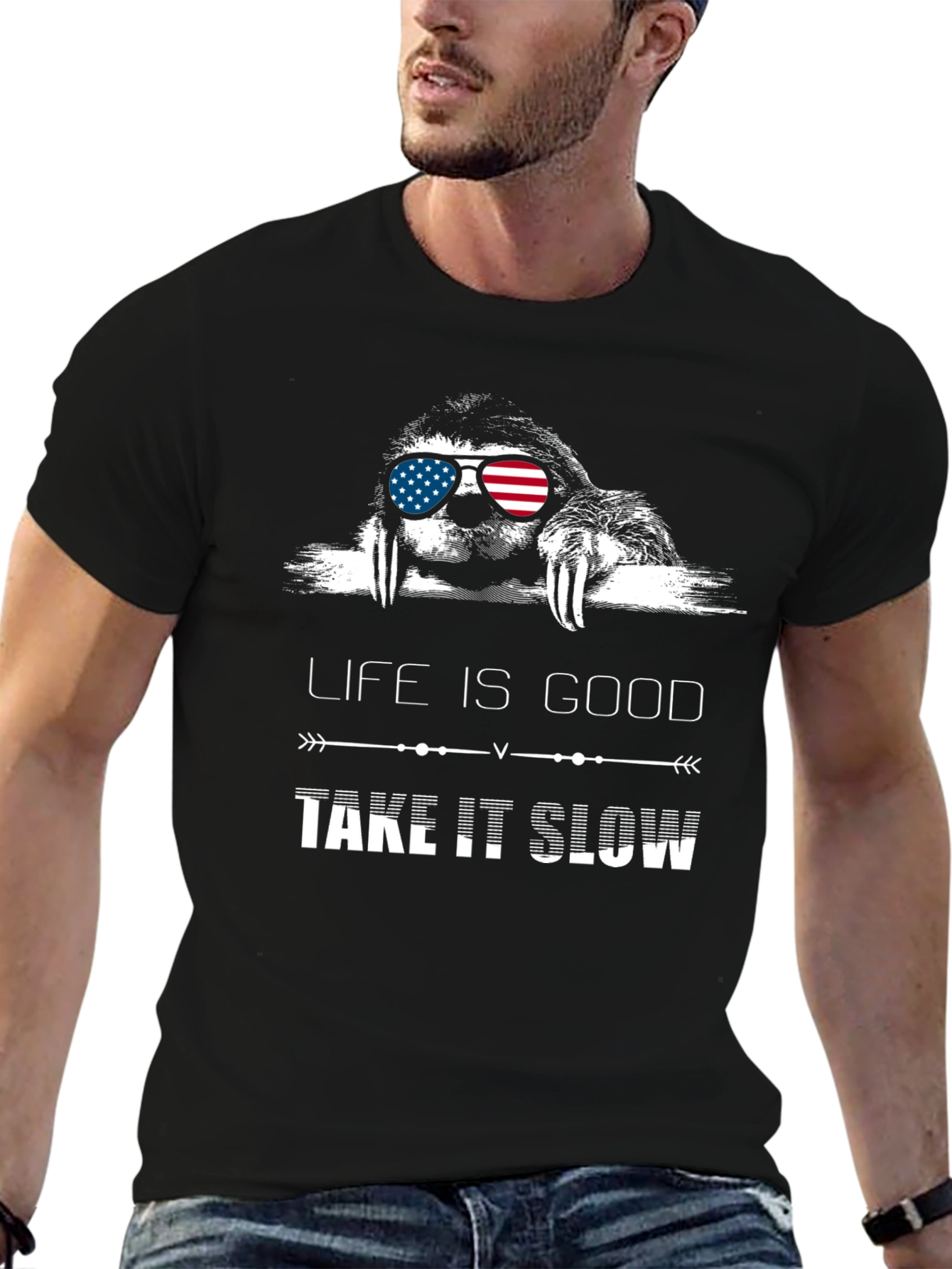 Black Life is Good Take It Slow Sloth T-Shirt view 6