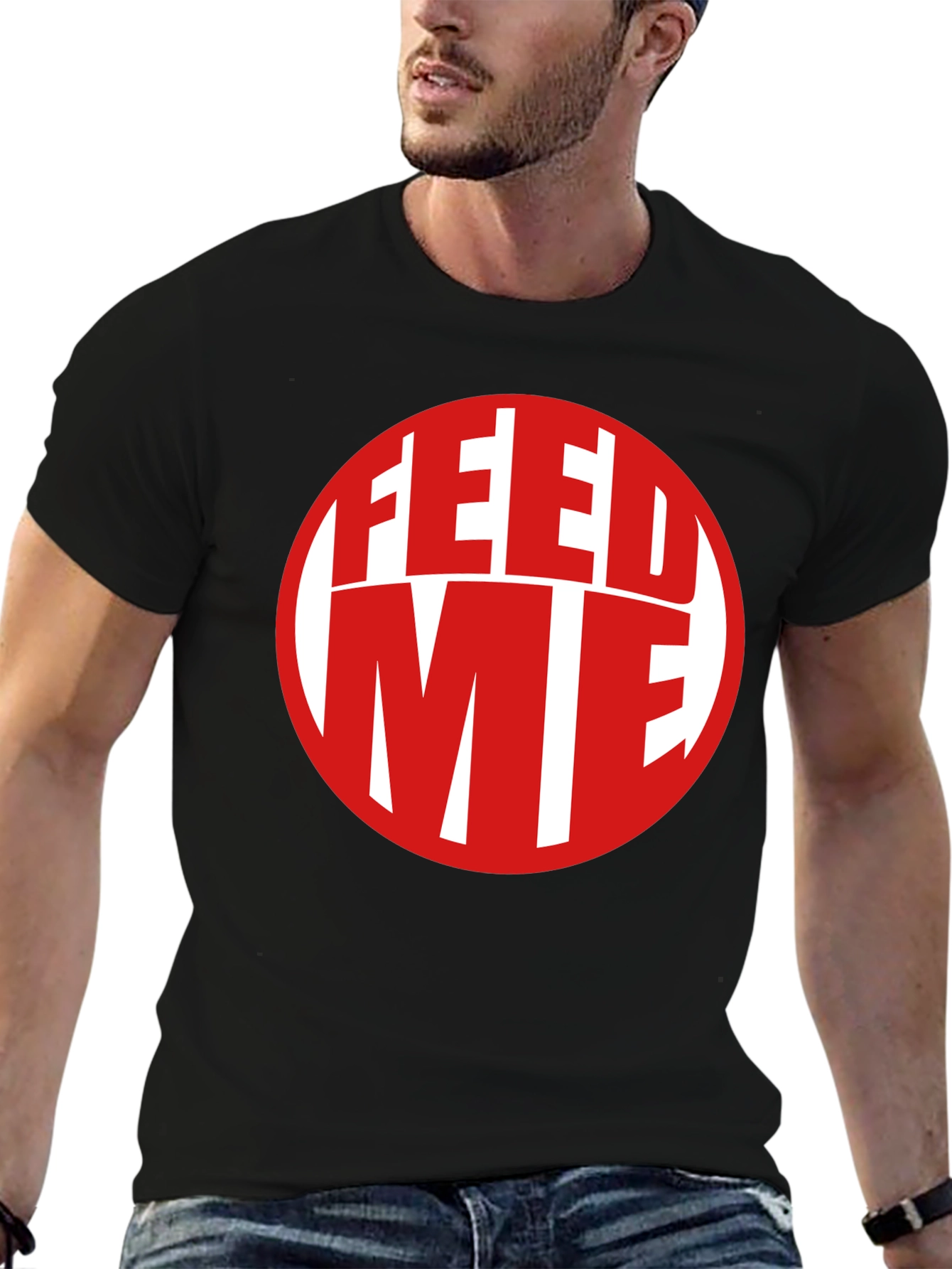 Black Feed Me Graphic Print T-Shirt view 6