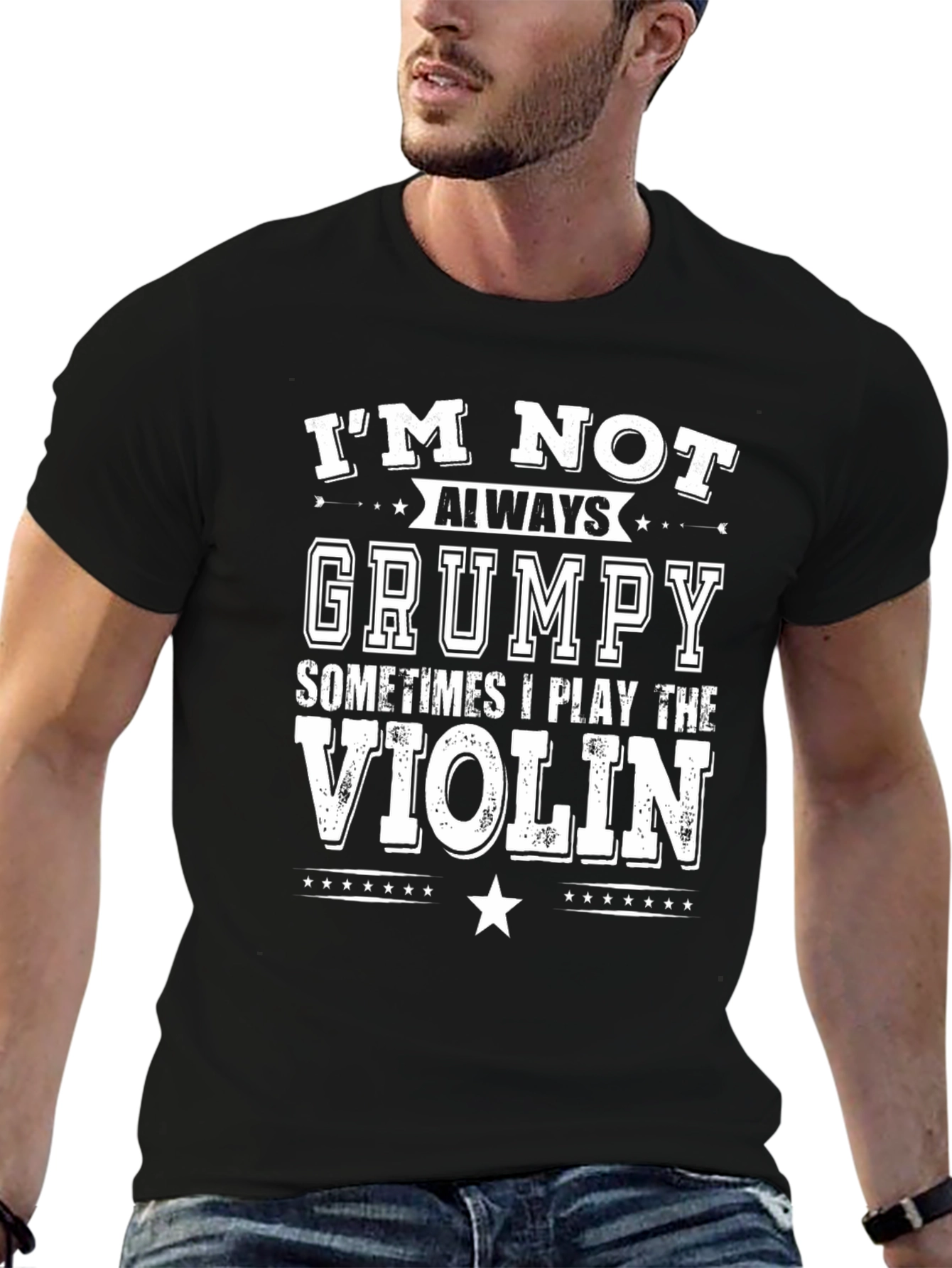 Black Grumpy Violinist T-Shirt Funny Musician Tee view 6