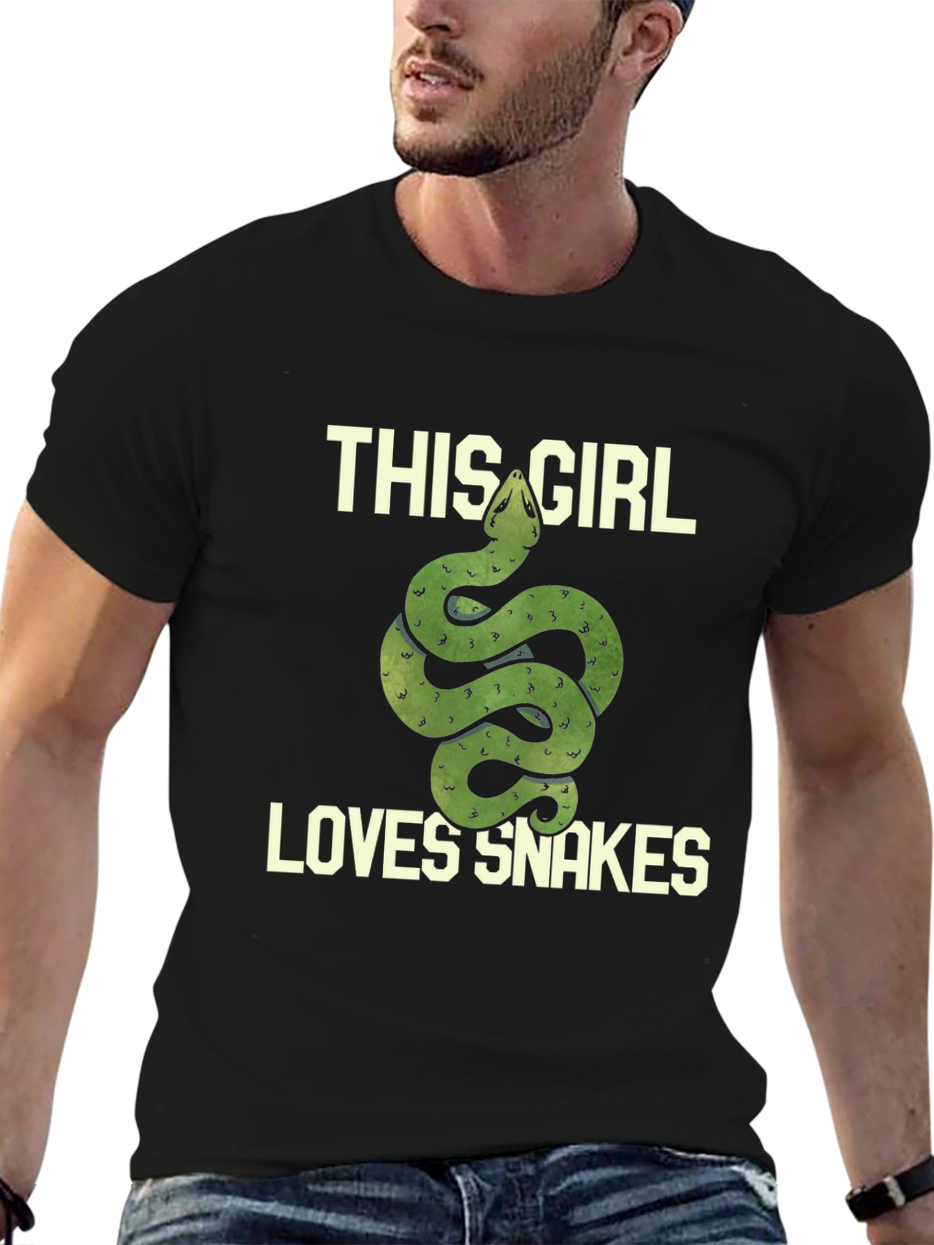 Black This Girl Loves Snakes T-Shirt view 6